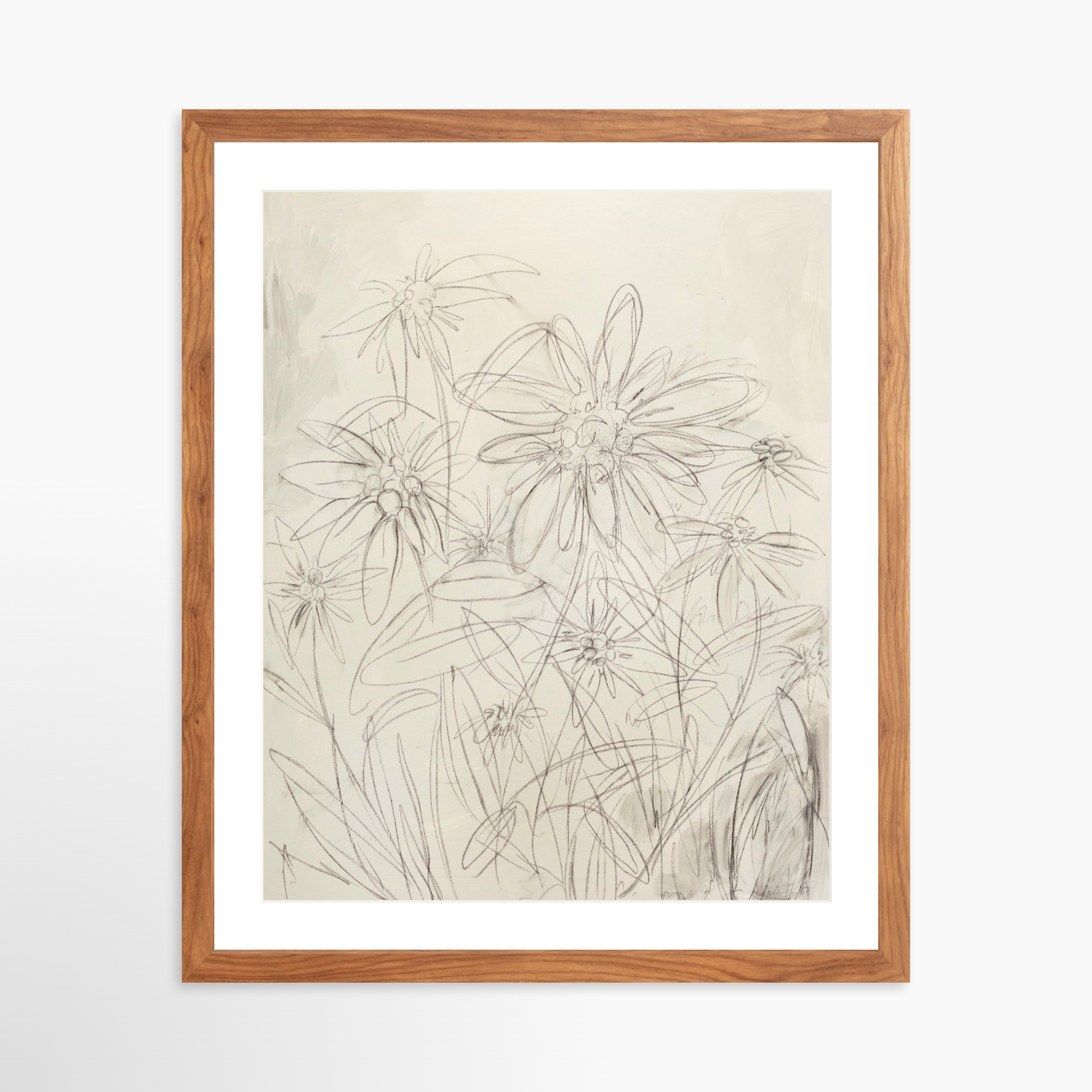 16x20 / Light Walnut Frame + White Mat