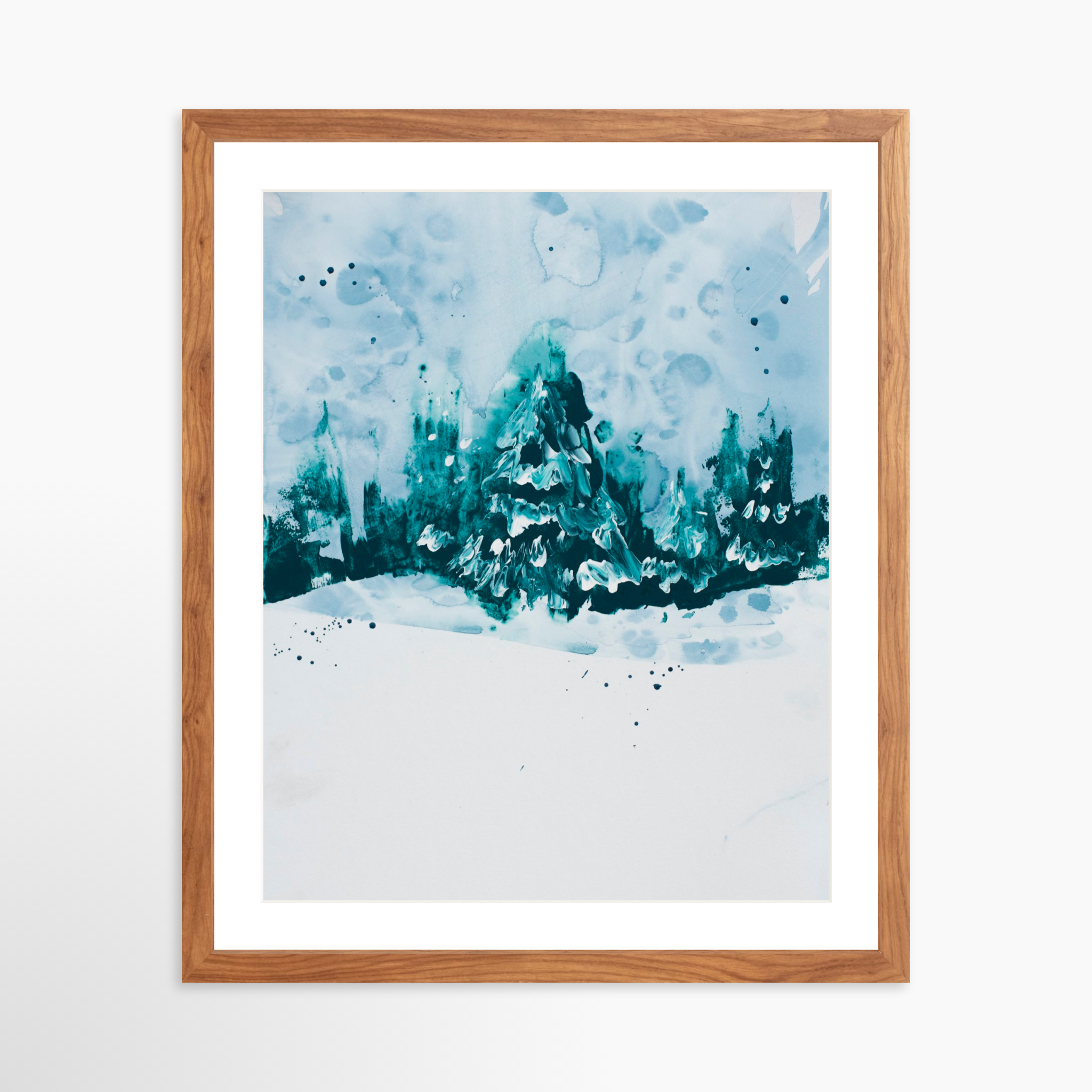 16x20 / Light Walnut Frame + White Mat