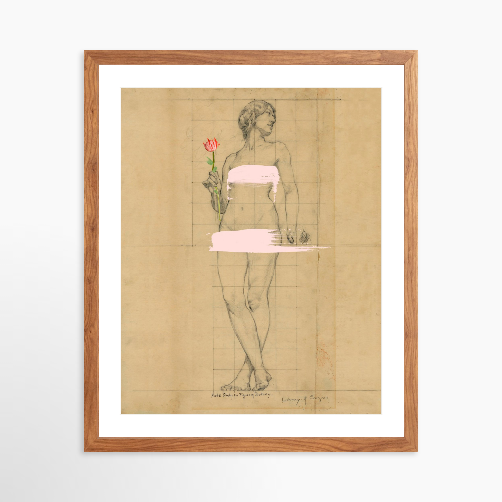 16x20 / Light Walnut Frame + White Mat