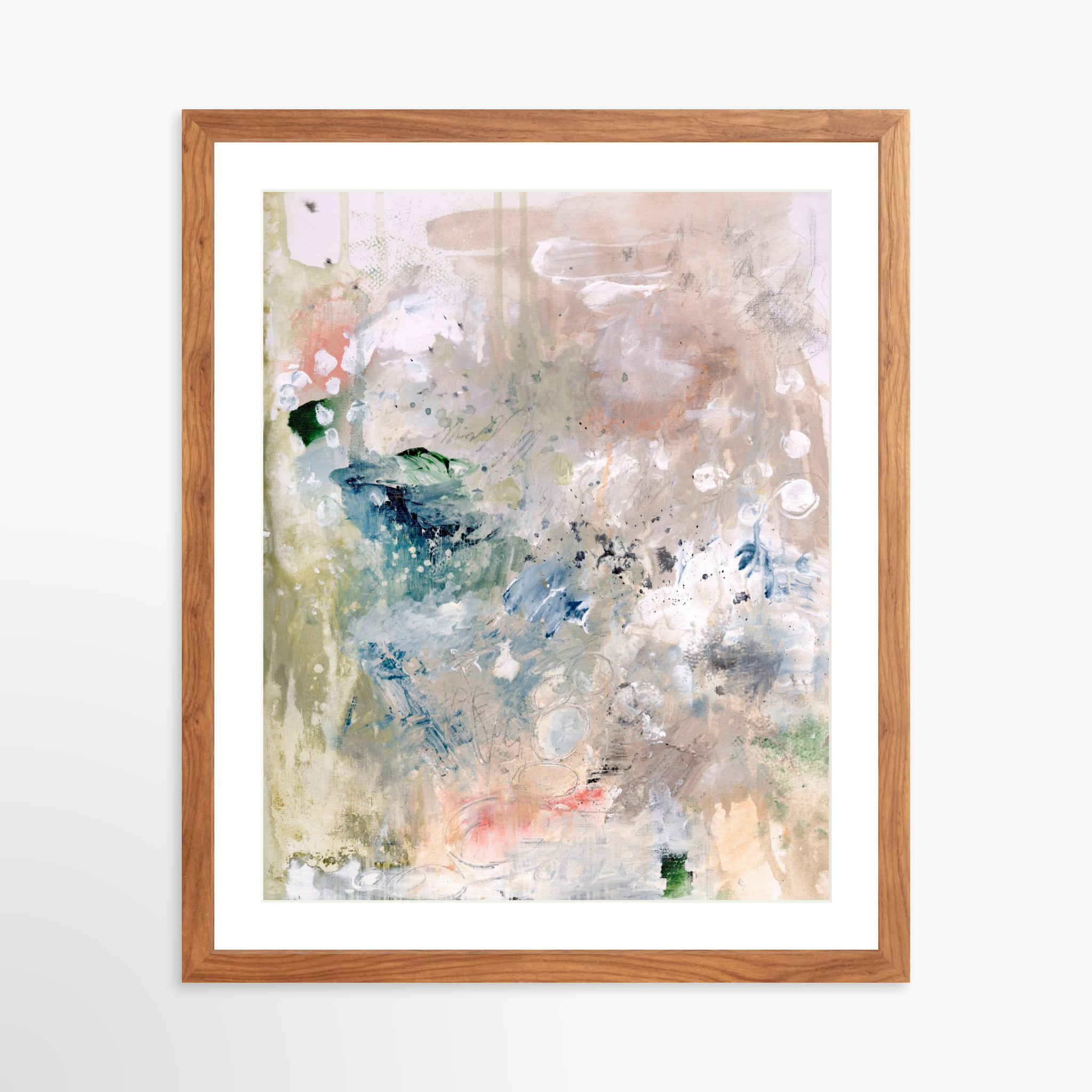 16x20 / Light Walnut Frame + White Mat