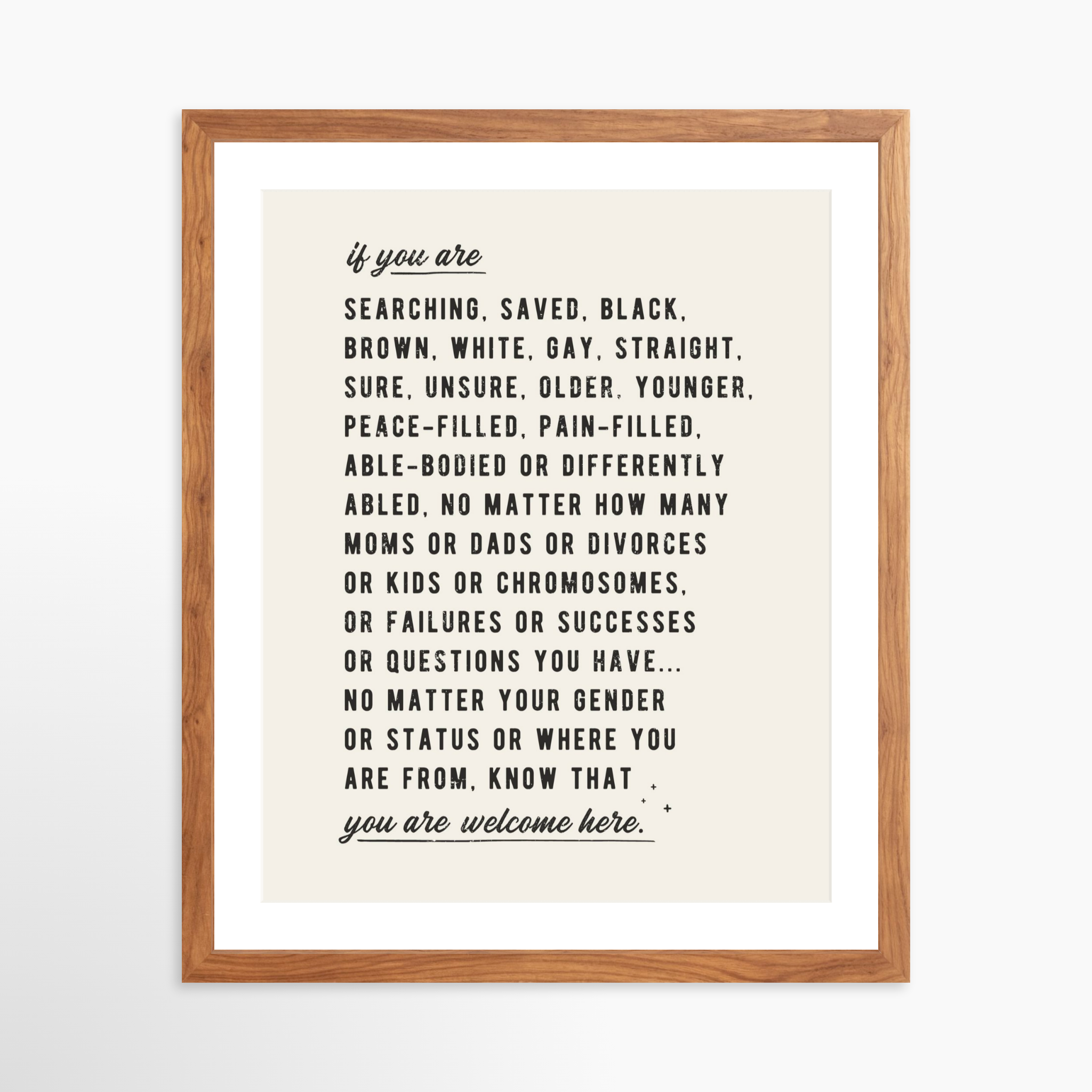 16x20 / Light Walnut Frame + White Mat
