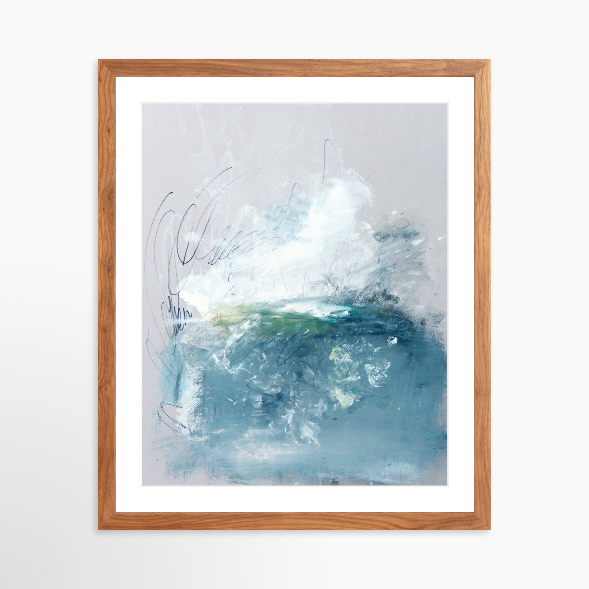 16x20 / Light Walnut Frame + White Mat