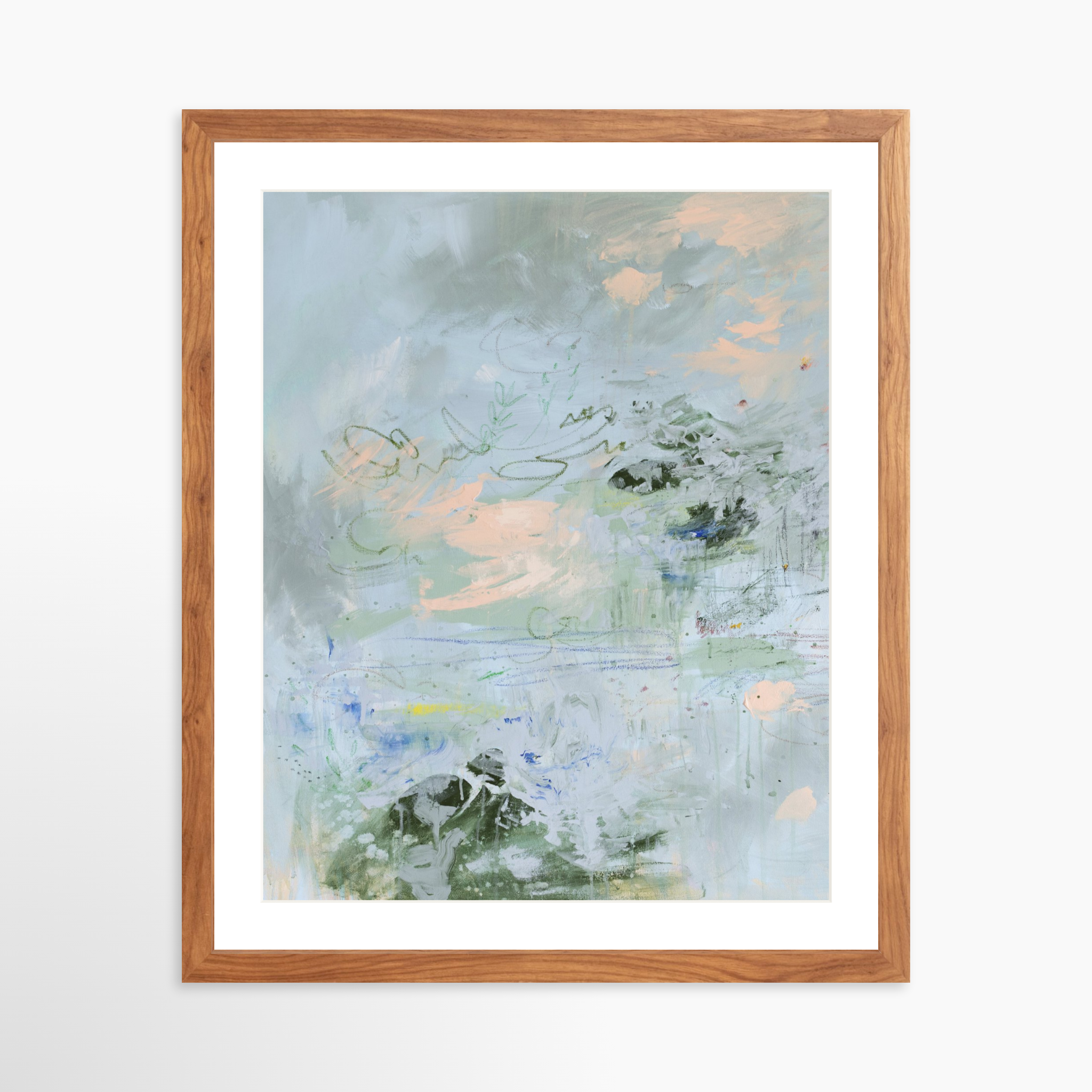 16x20 / Light Walnut Frame + White Mat