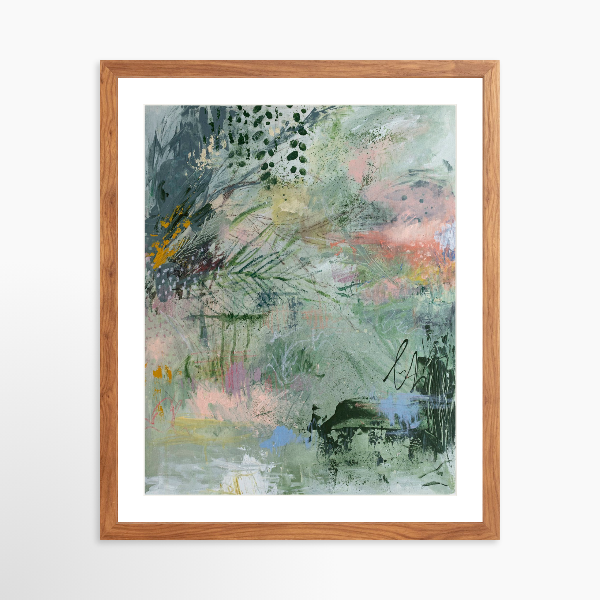 16x20 / Light Walnut Frame + White Mat