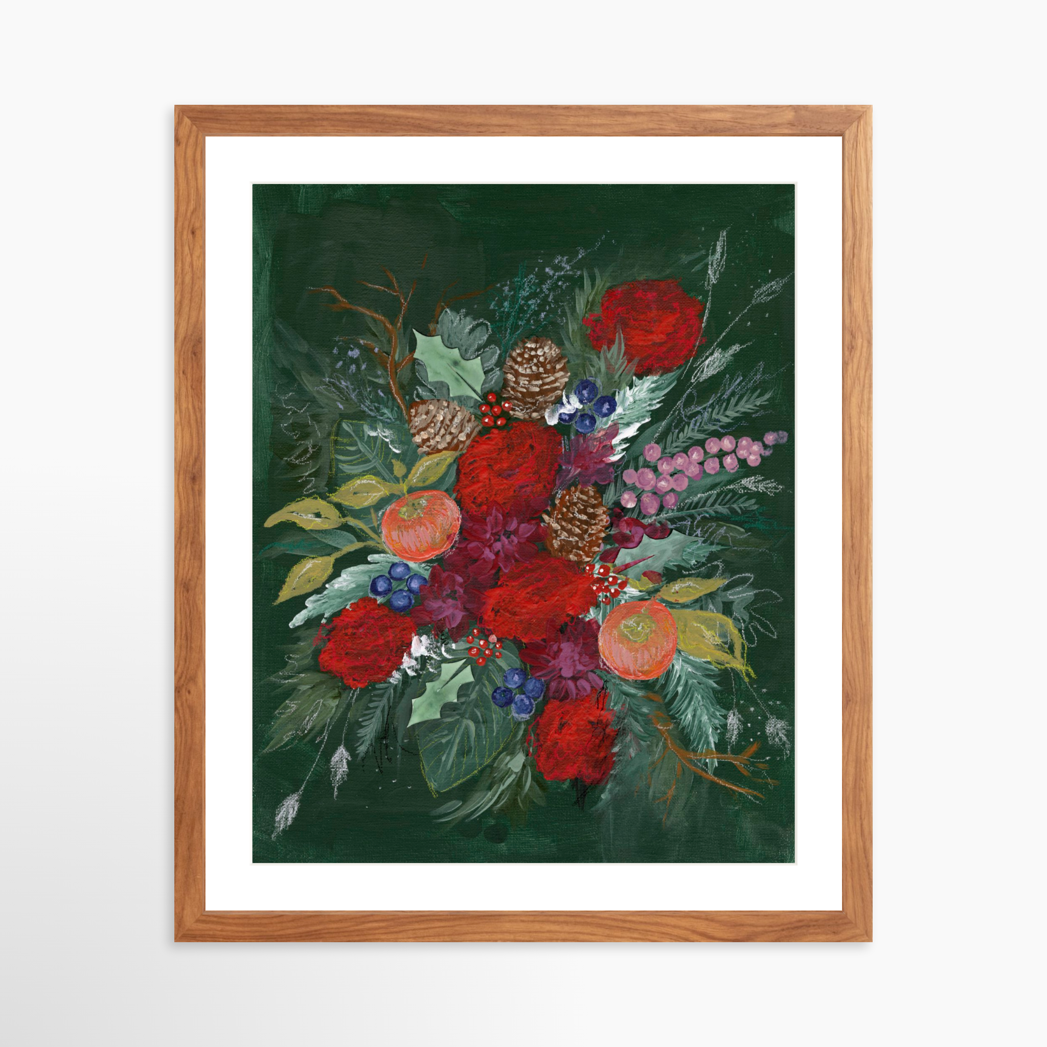 16x20 / Light Walnut Frame + White Mat