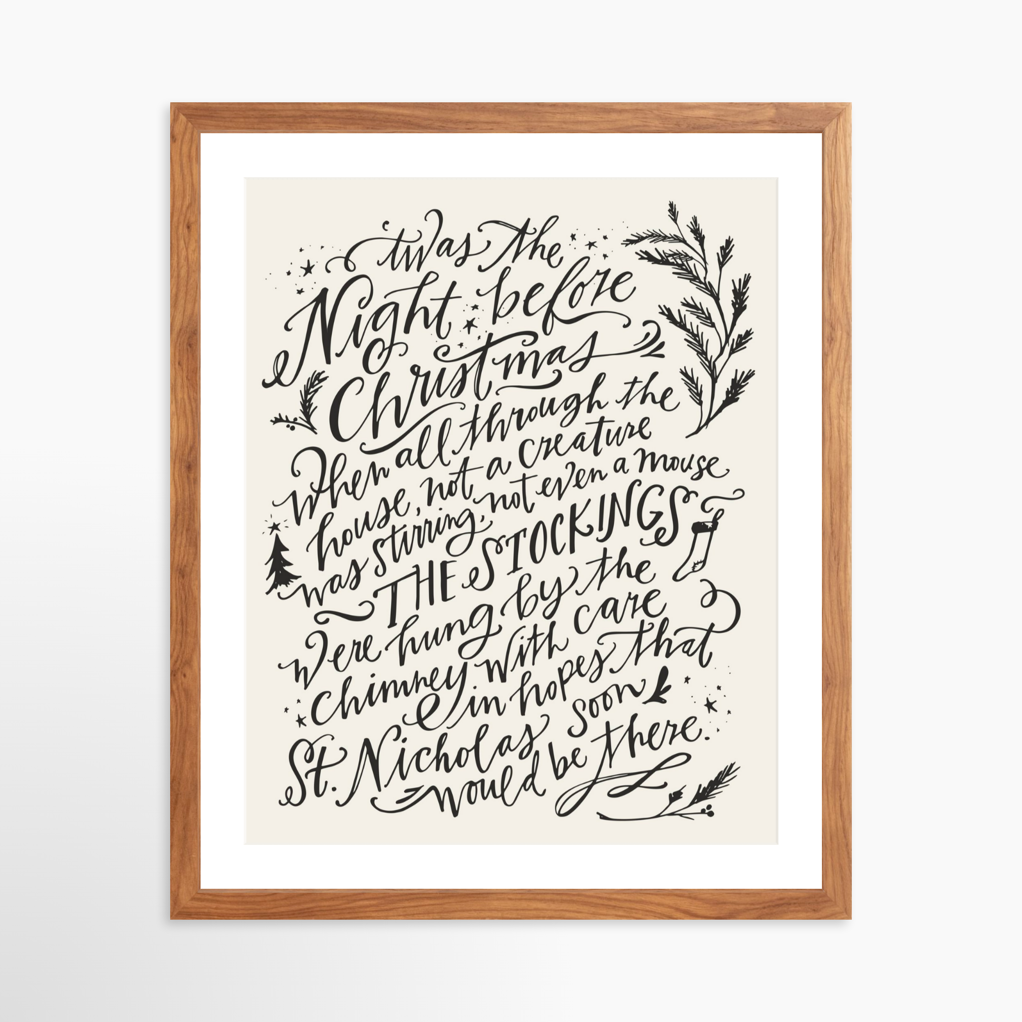 16x20 / Light Walnut Frame + White Mat