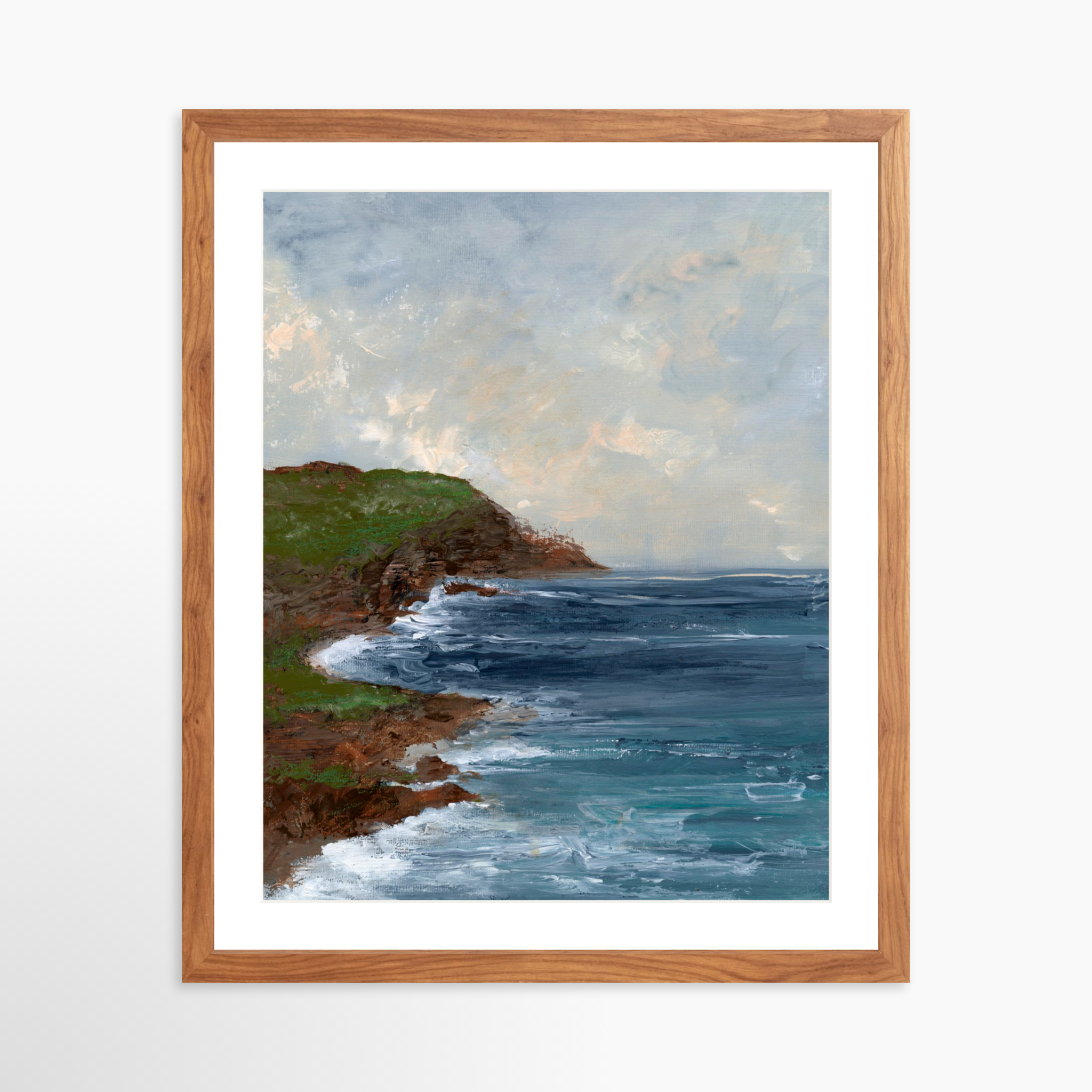 16x20 / Light Walnut Frame + White Mat