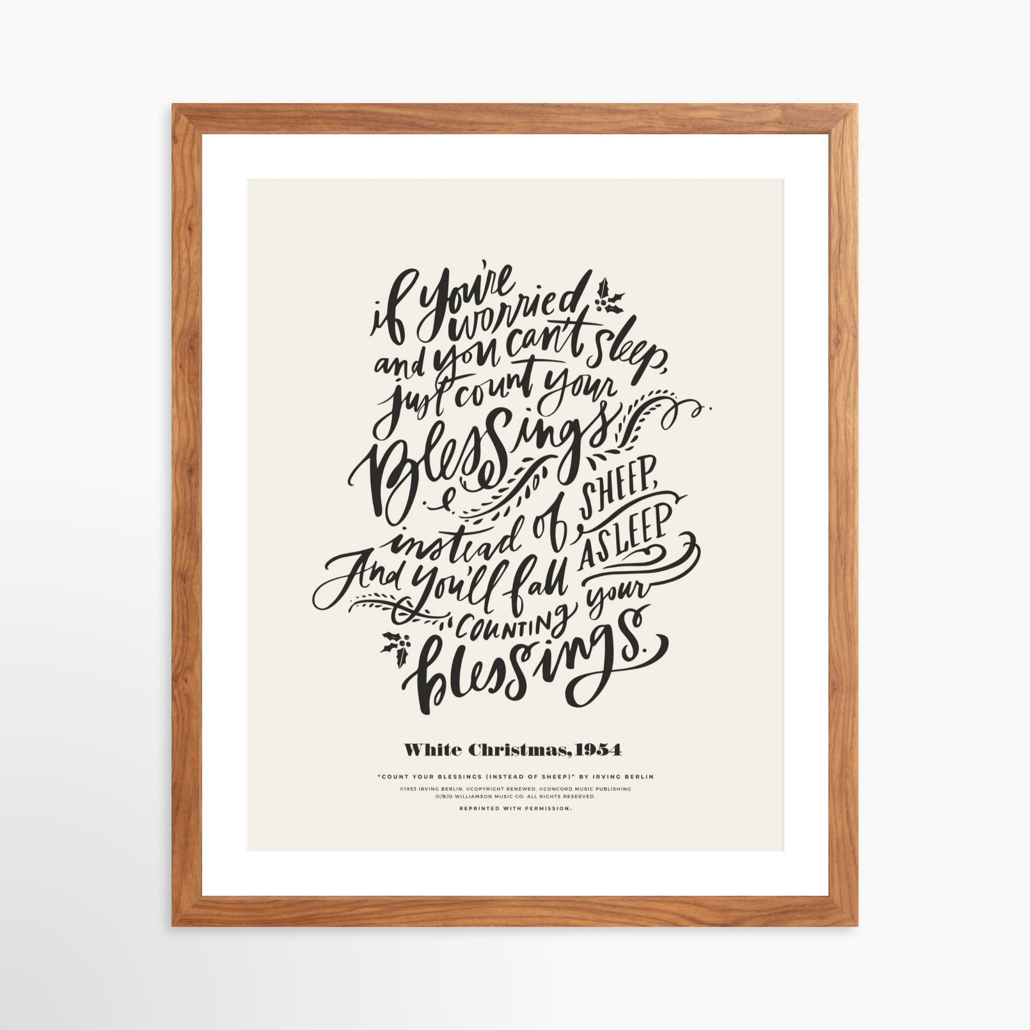 16x20 / Light Walnut Frame + White Mat