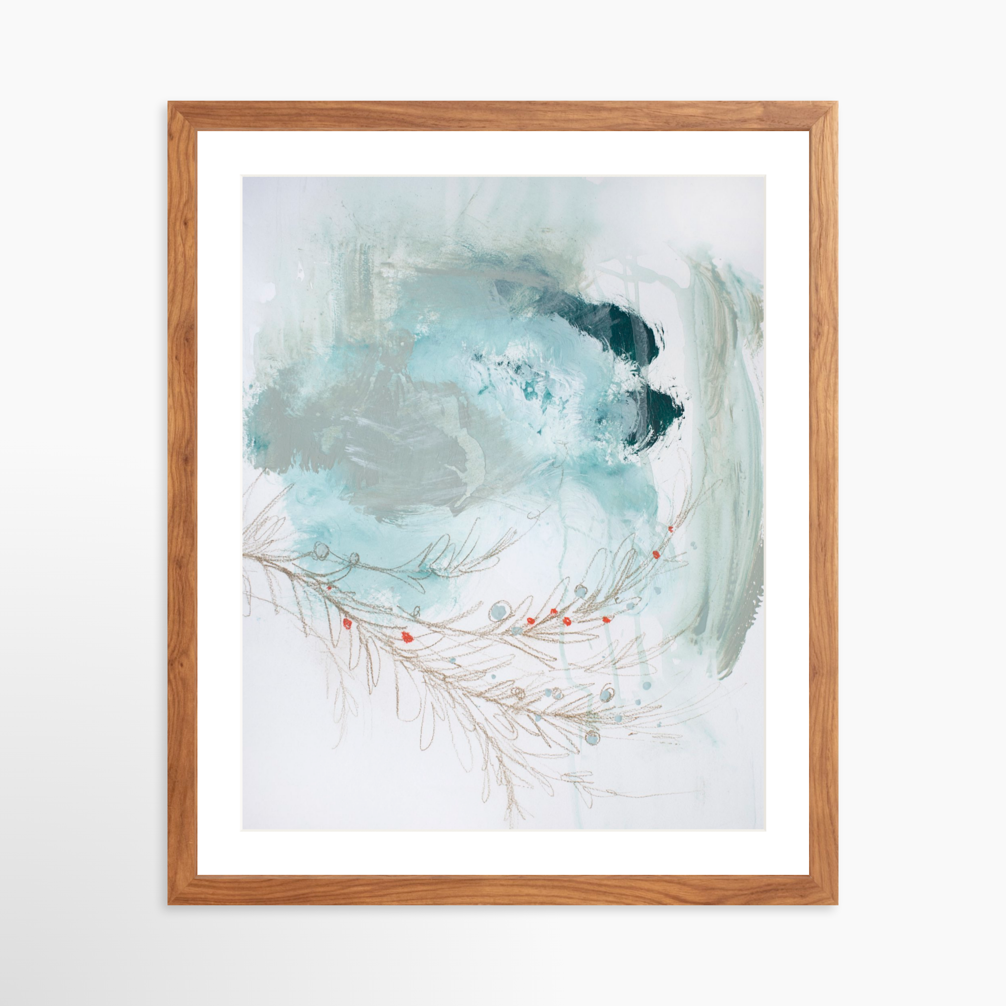 16x20 / Light Walnut Frame + White Mat