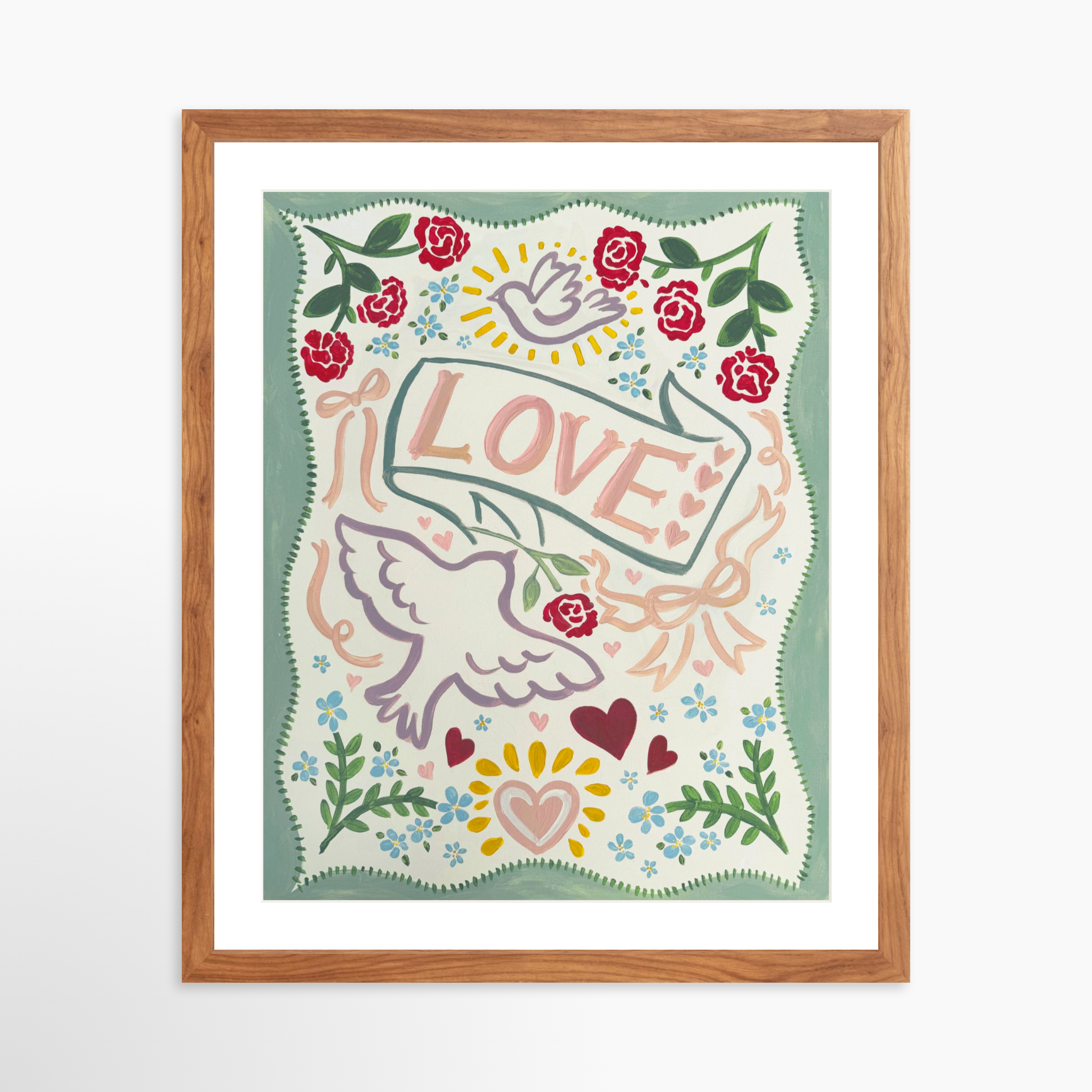 16x20 / Light Walnut Frame + White Mat