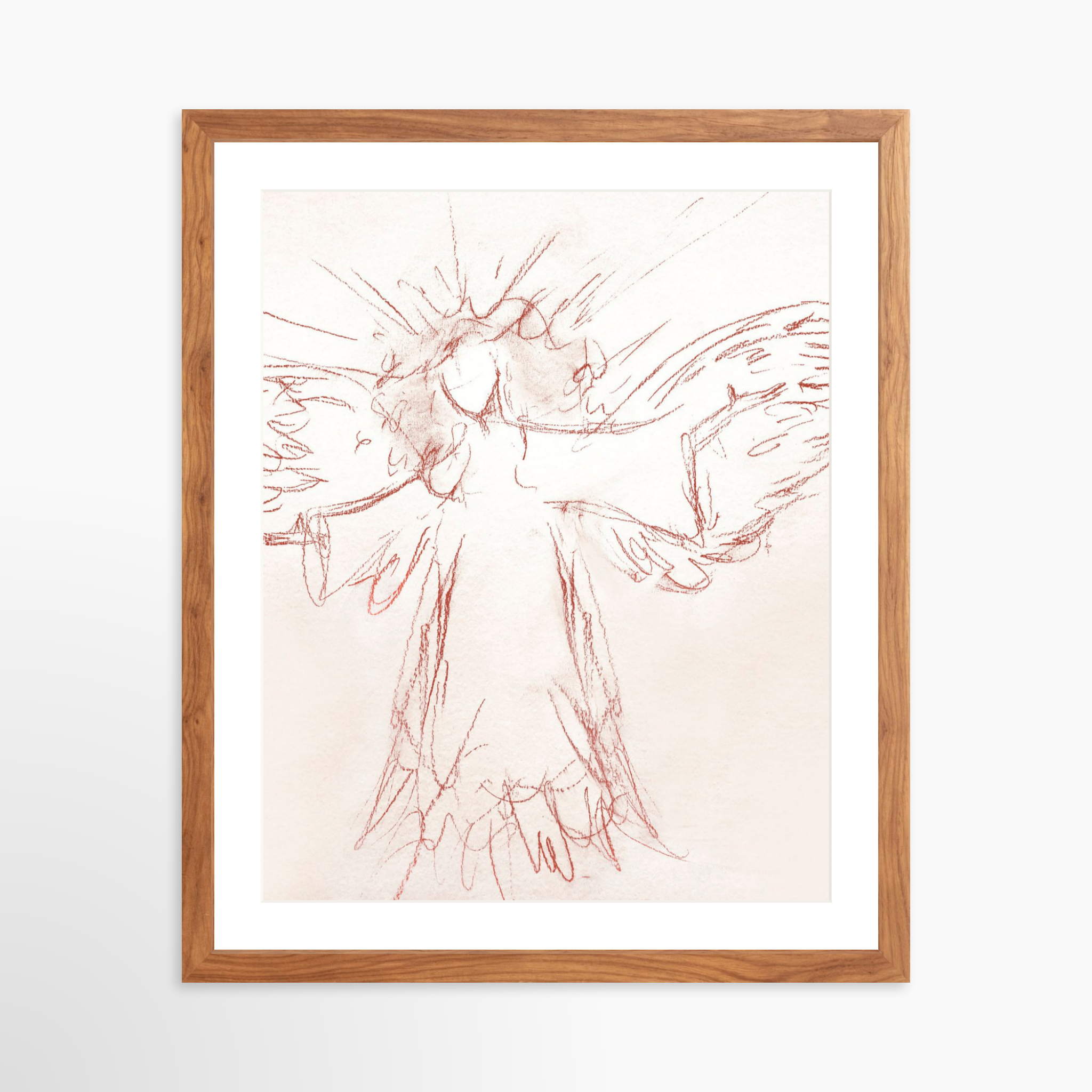 16x20 / Light Walnut Frame + White Mat