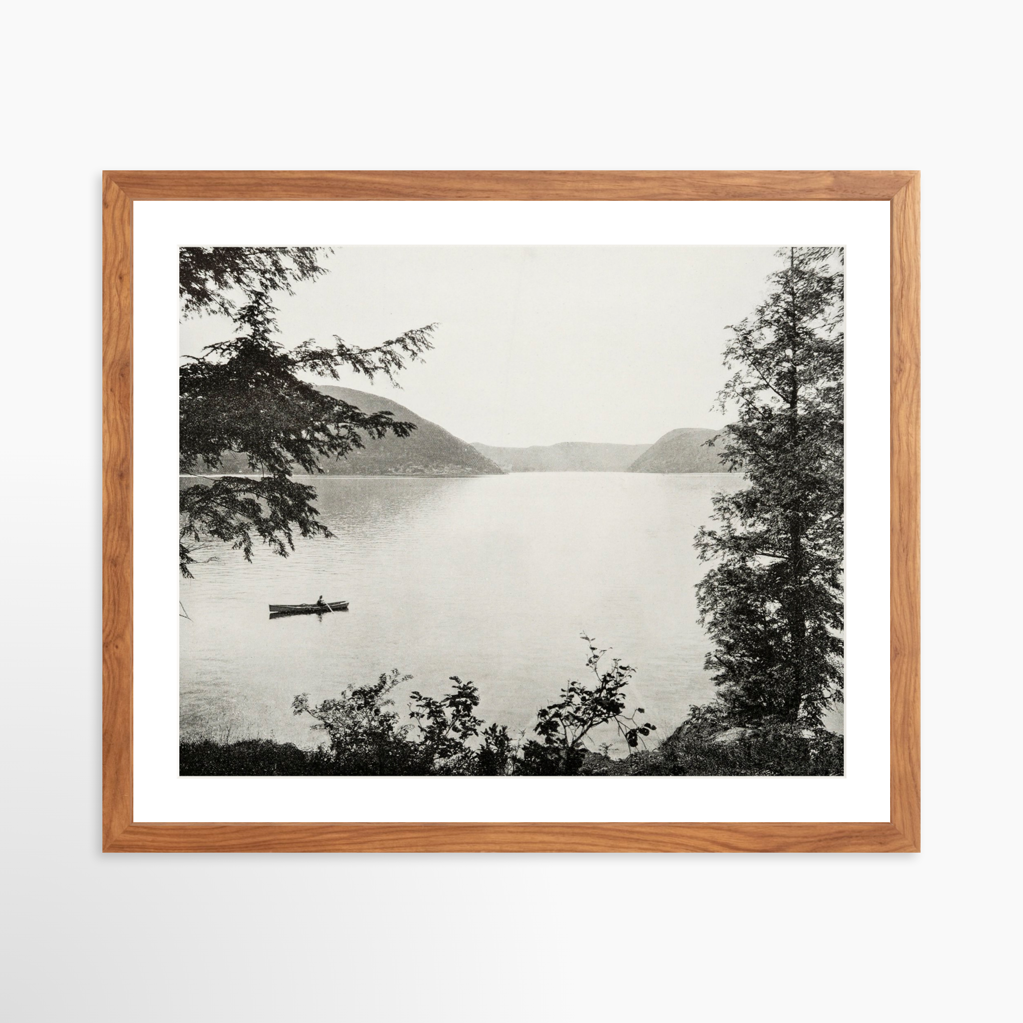 20x16 / Light Walnut Frame + White Mat