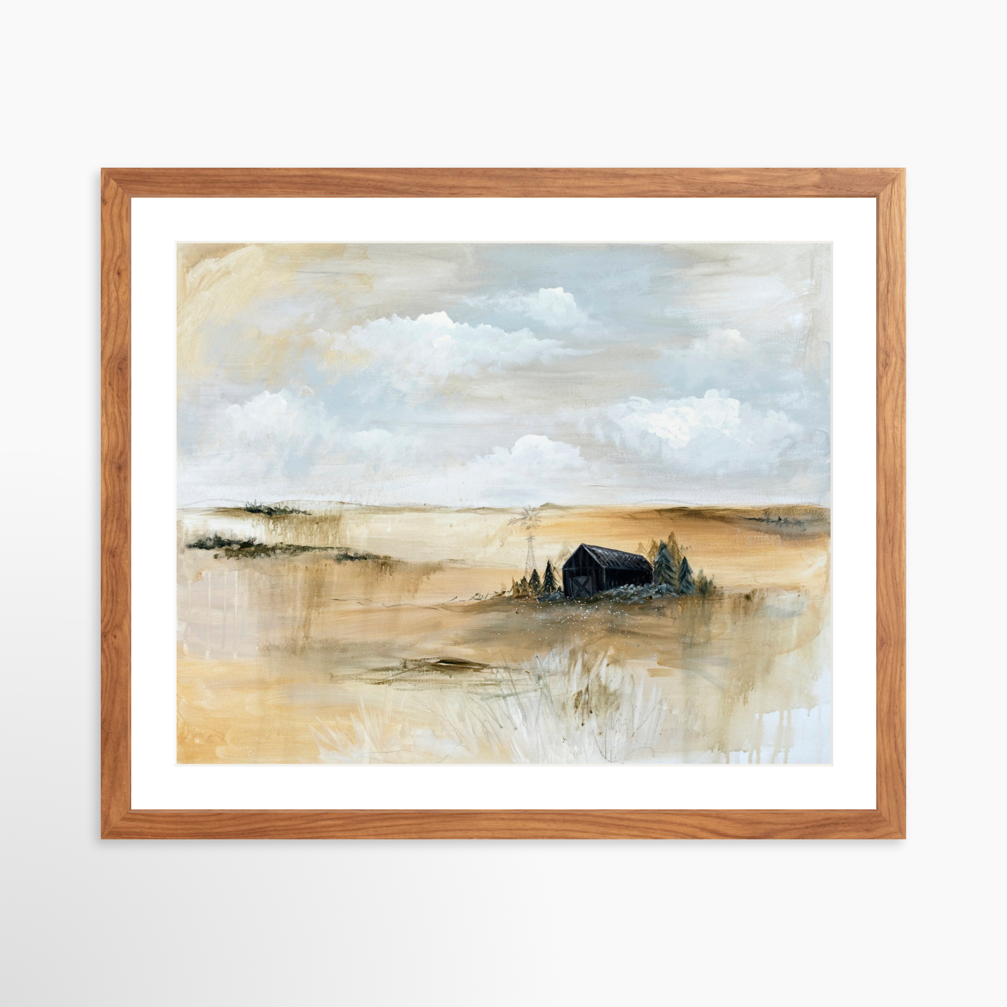 20x16 / Light Walnut Frame + White Mat