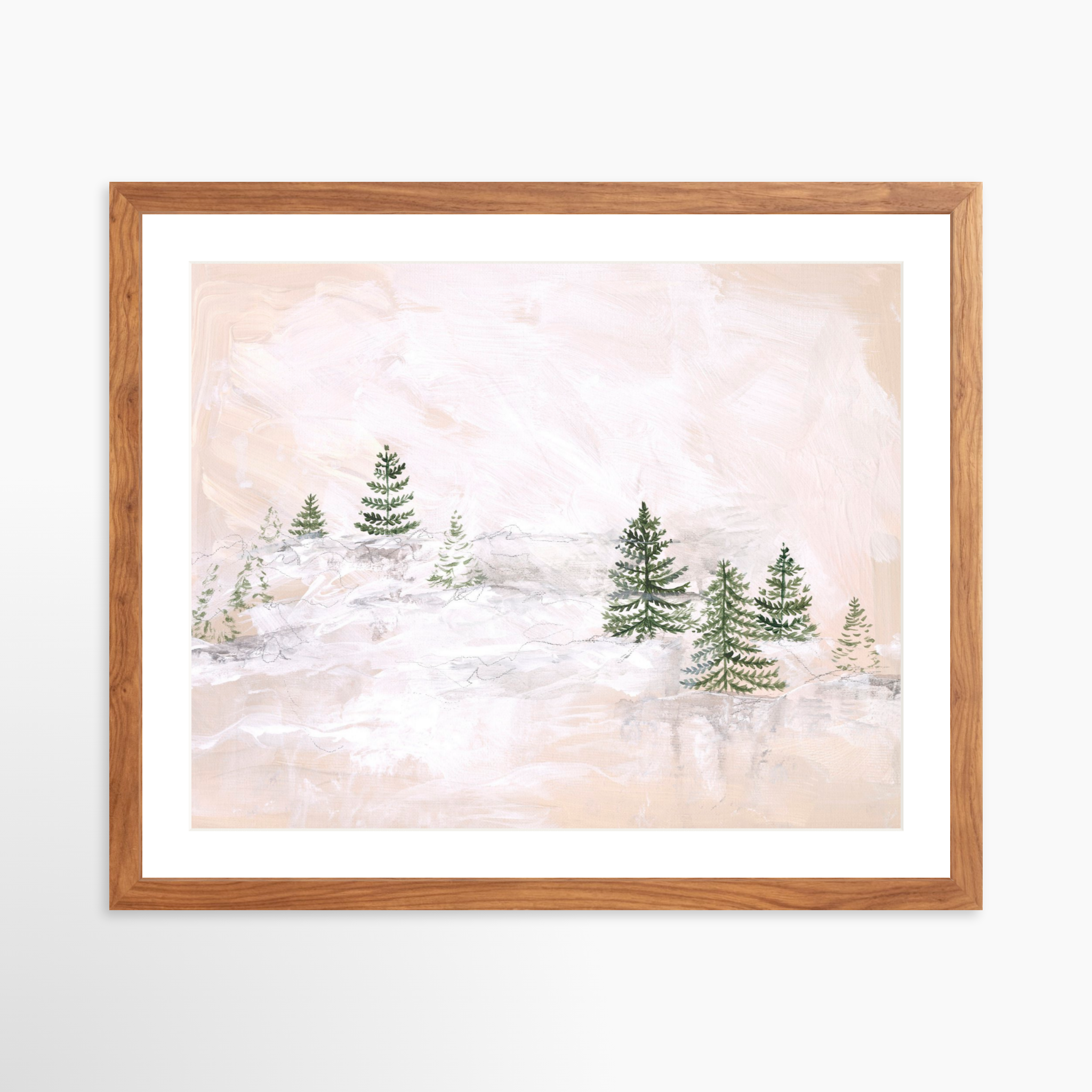 20x16 / Light Walnut Frame + White Mat