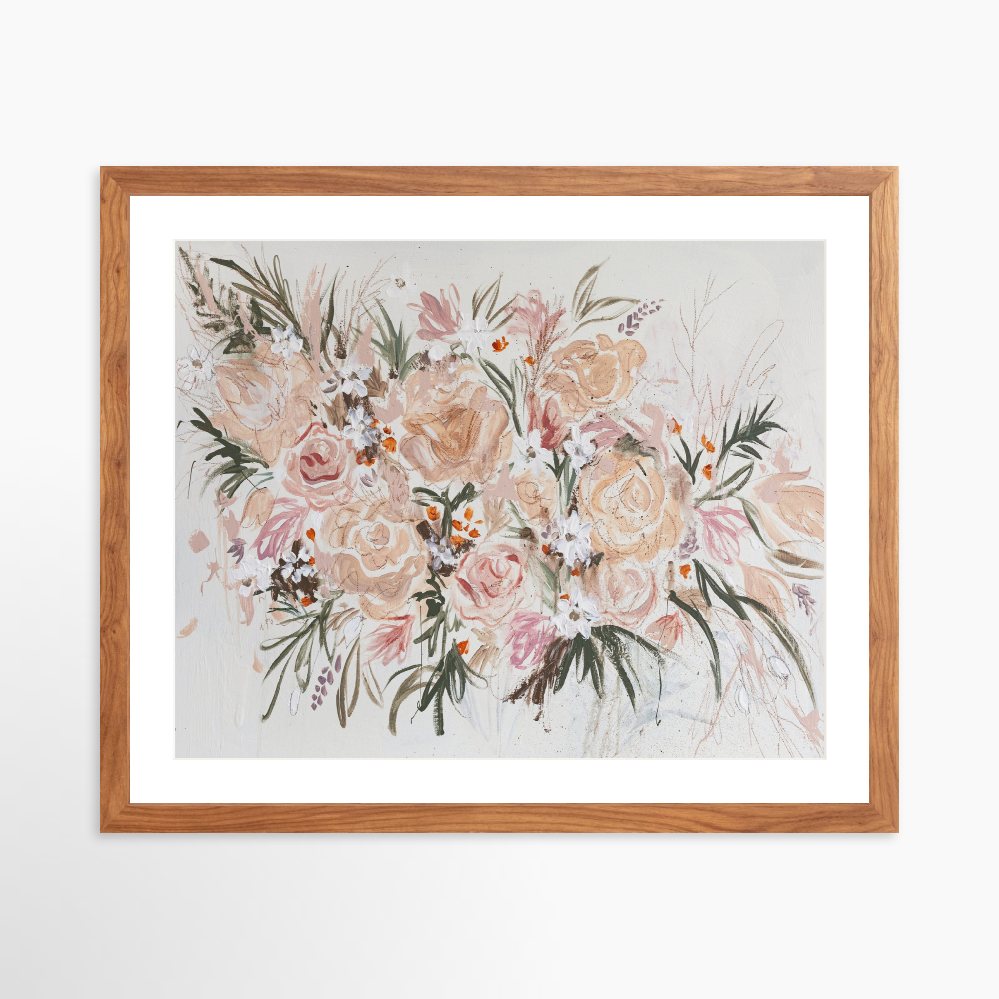 20x16 / Light Walnut Frame + White Mat