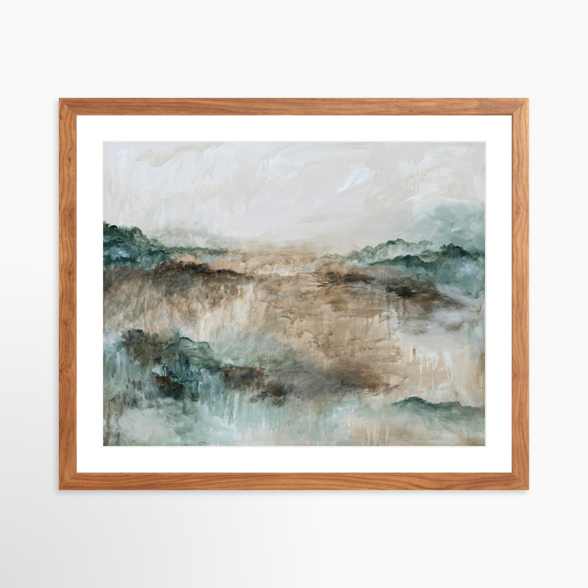 20x16 / Light Walnut Frame + White Mat