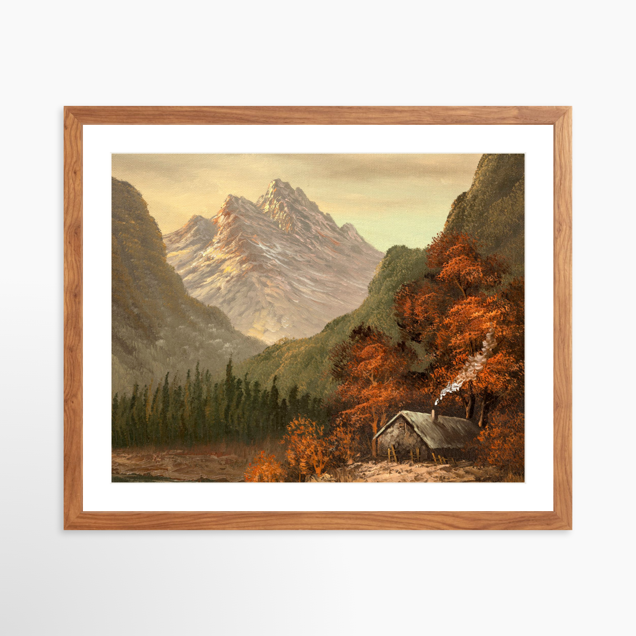 20x16 / Light Walnut Frame + White Mat