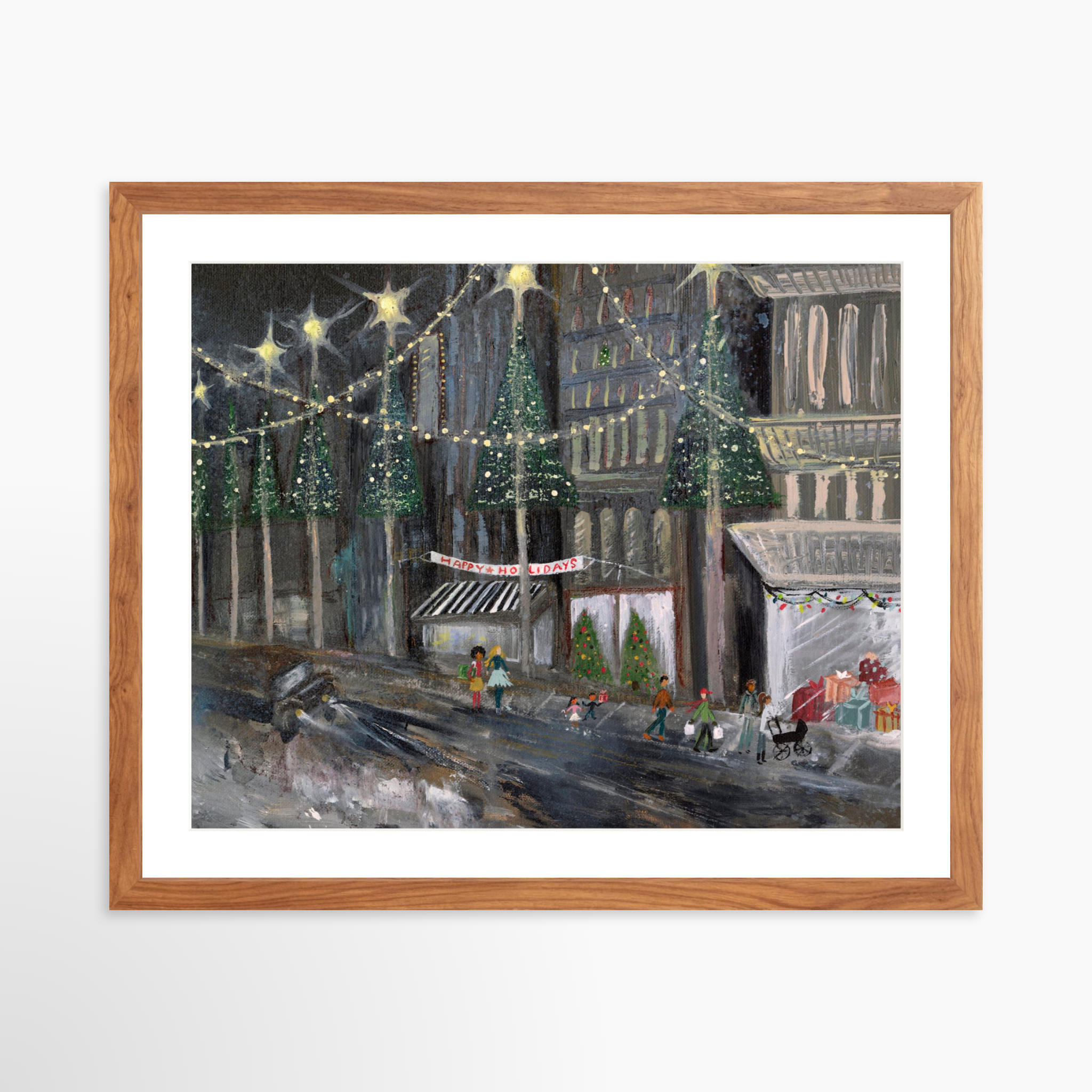 20x16 / Light Walnut Frame + White Mat