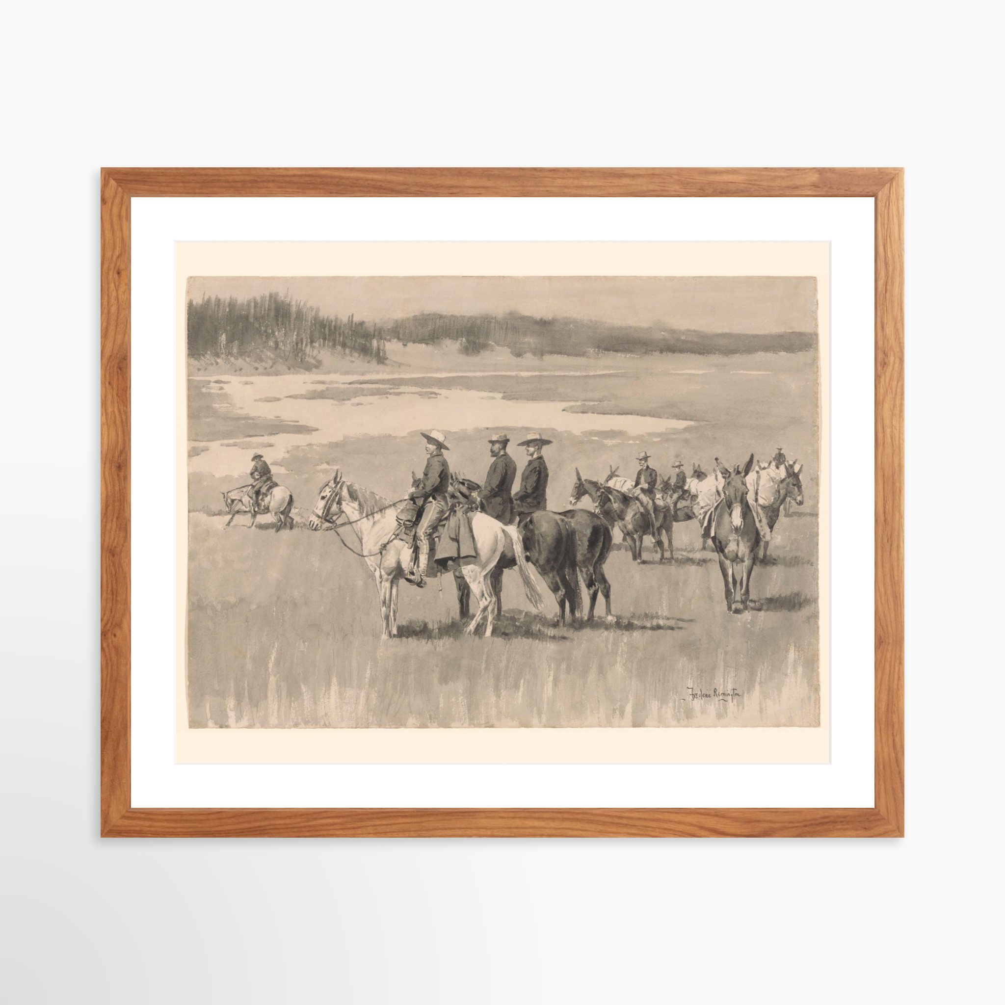20x16 / Light Walnut Frame + White Mat