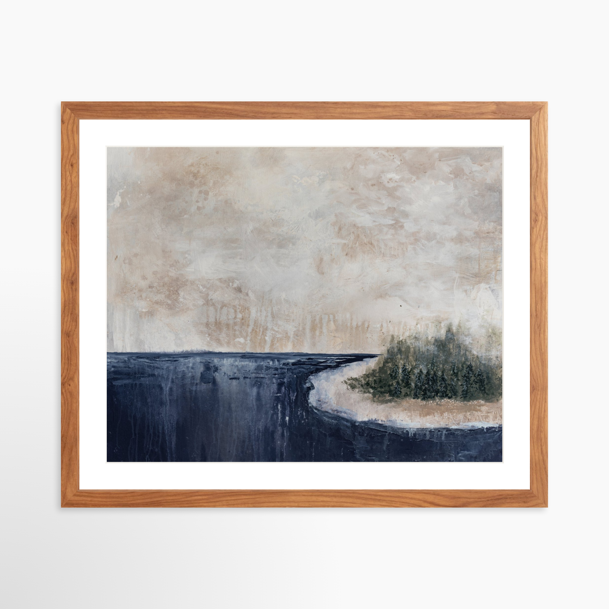 20x16 / Light Walnut Frame + White Mat