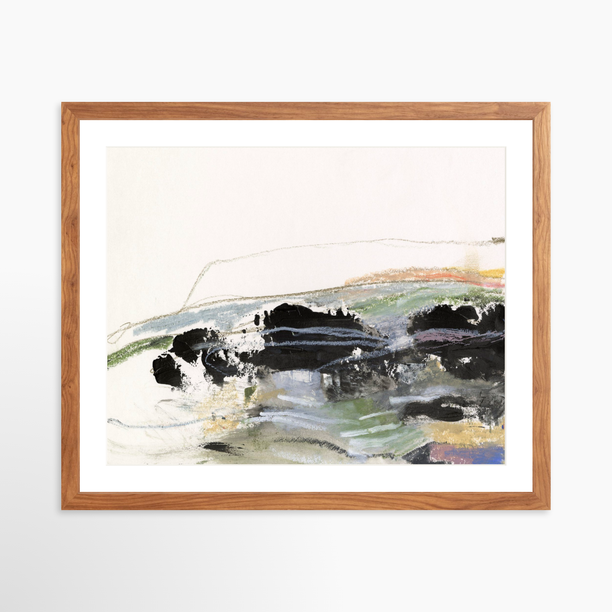 20x16 / Light Walnut Frame + White Mat