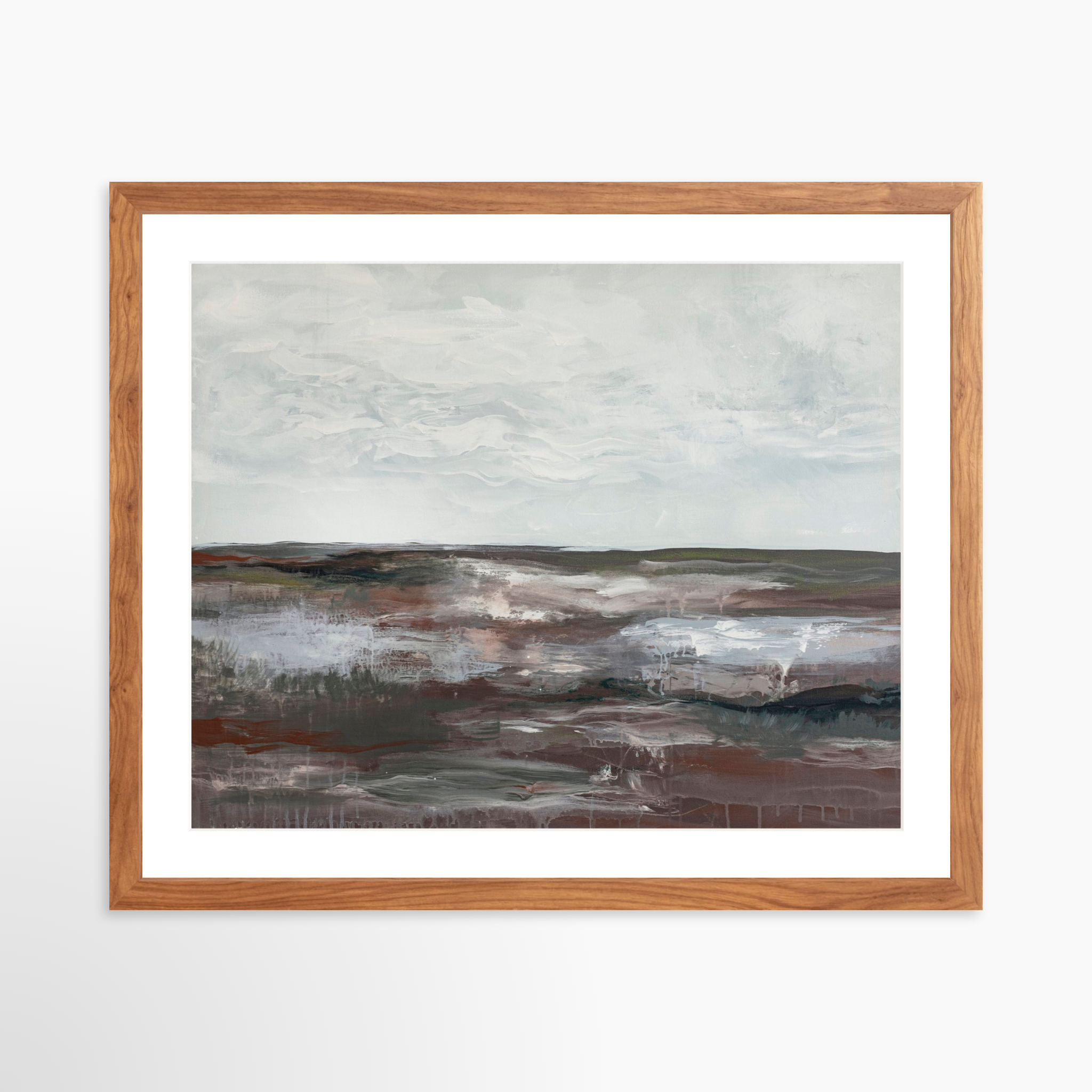 20x16 / Light Walnut Frame + White Mat