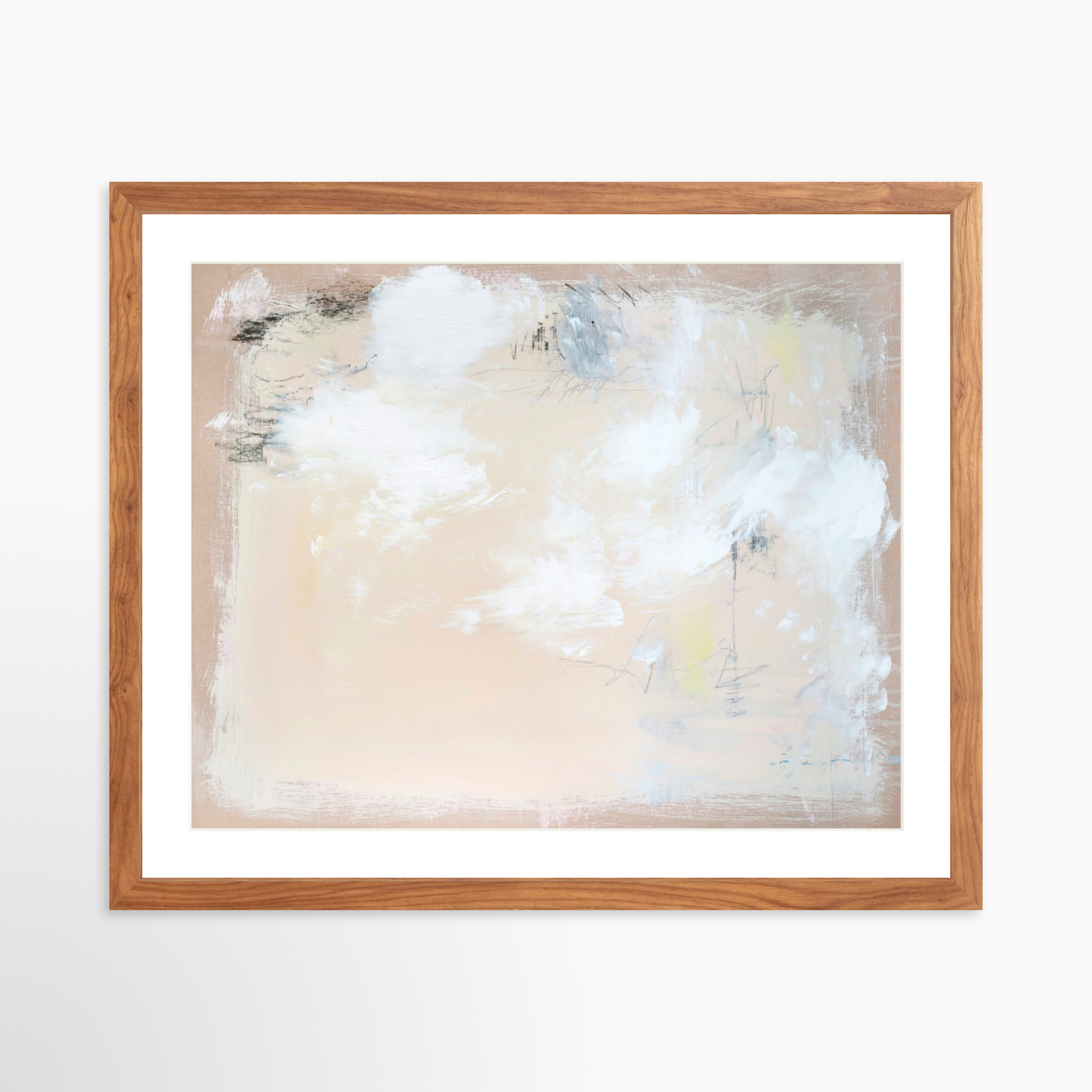 20x16 / Light Walnut Frame + White Mat