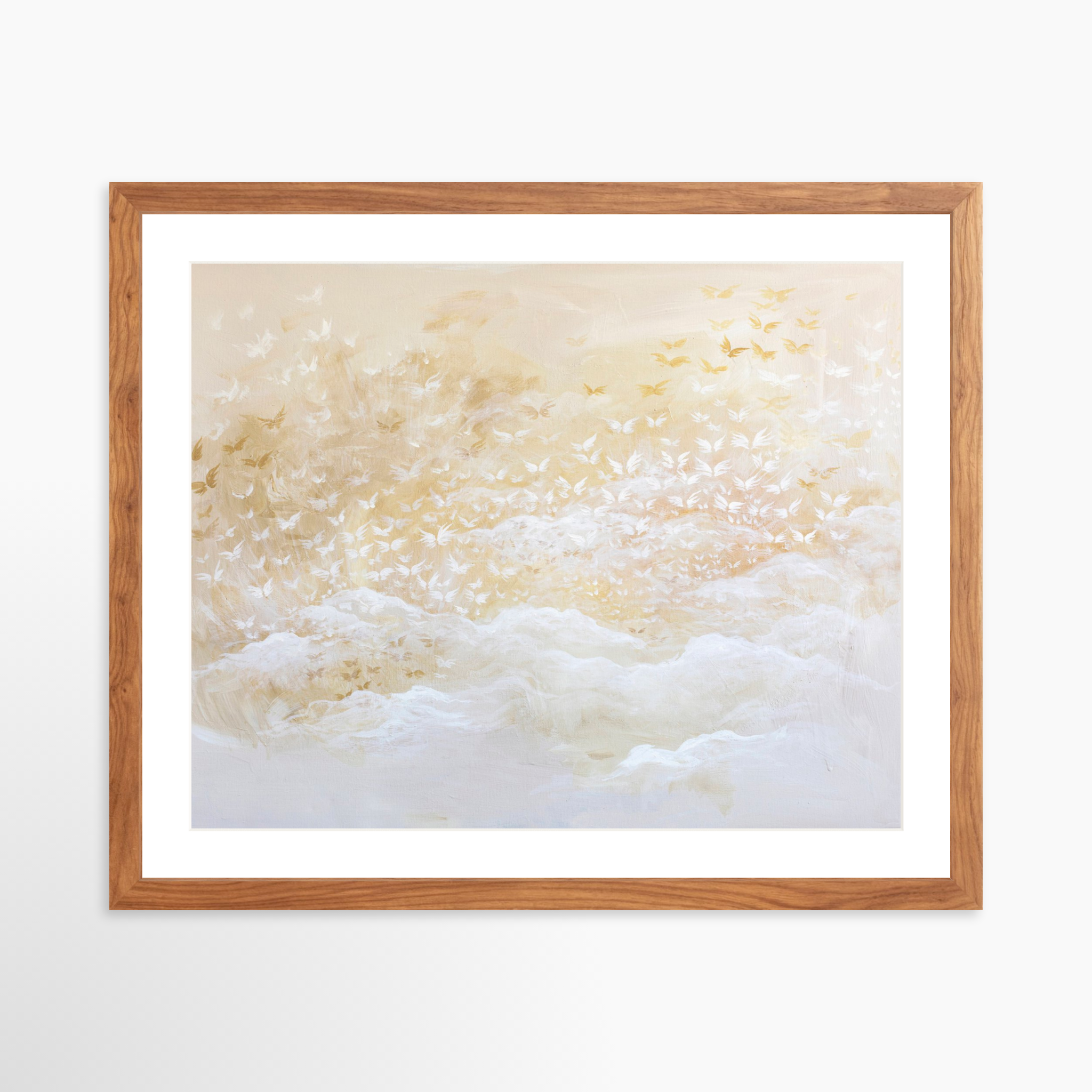 20x16 / Light Walnut Frame + White Mat