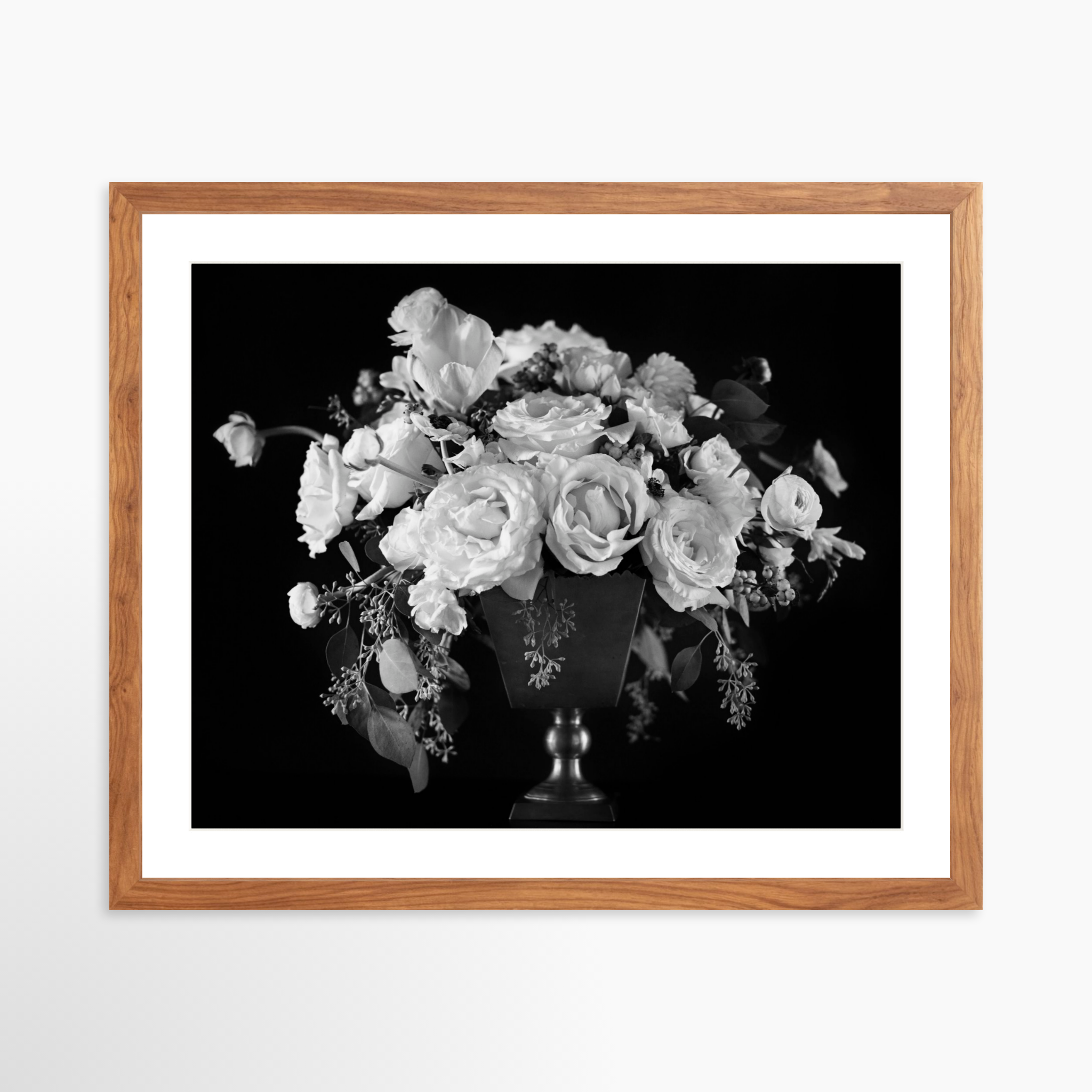 20x16 / Light Walnut Frame + White Mat