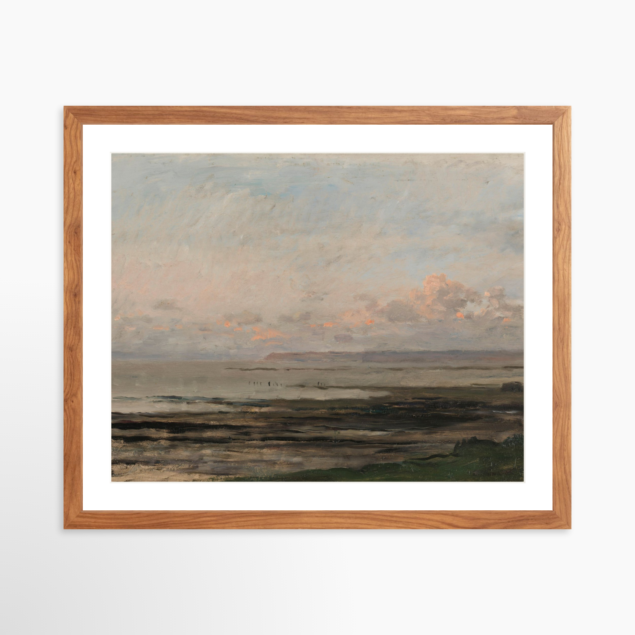 20x16 / Light Walnut Frame + White Mat