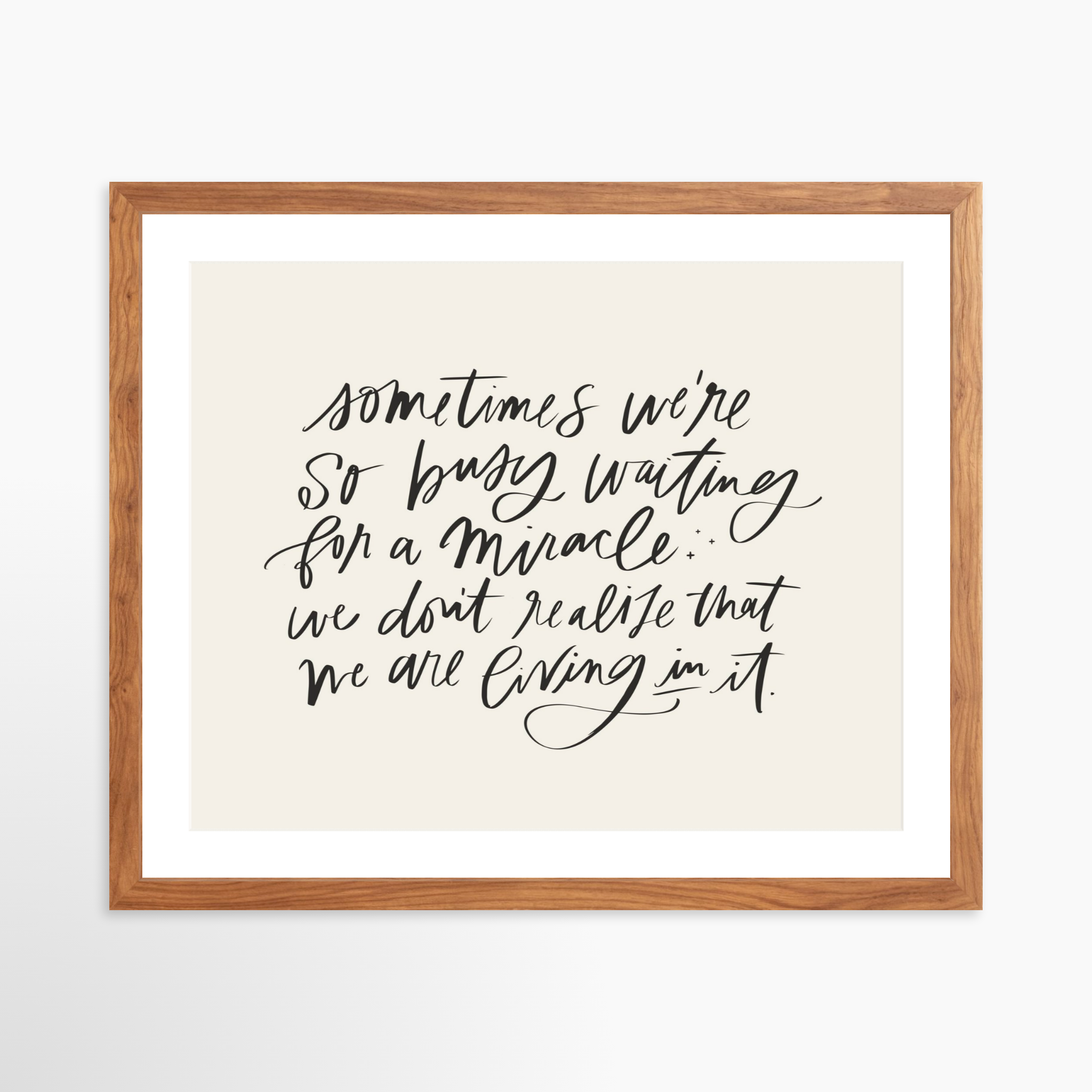 20x16 / Light Walnut Frame + White Mat