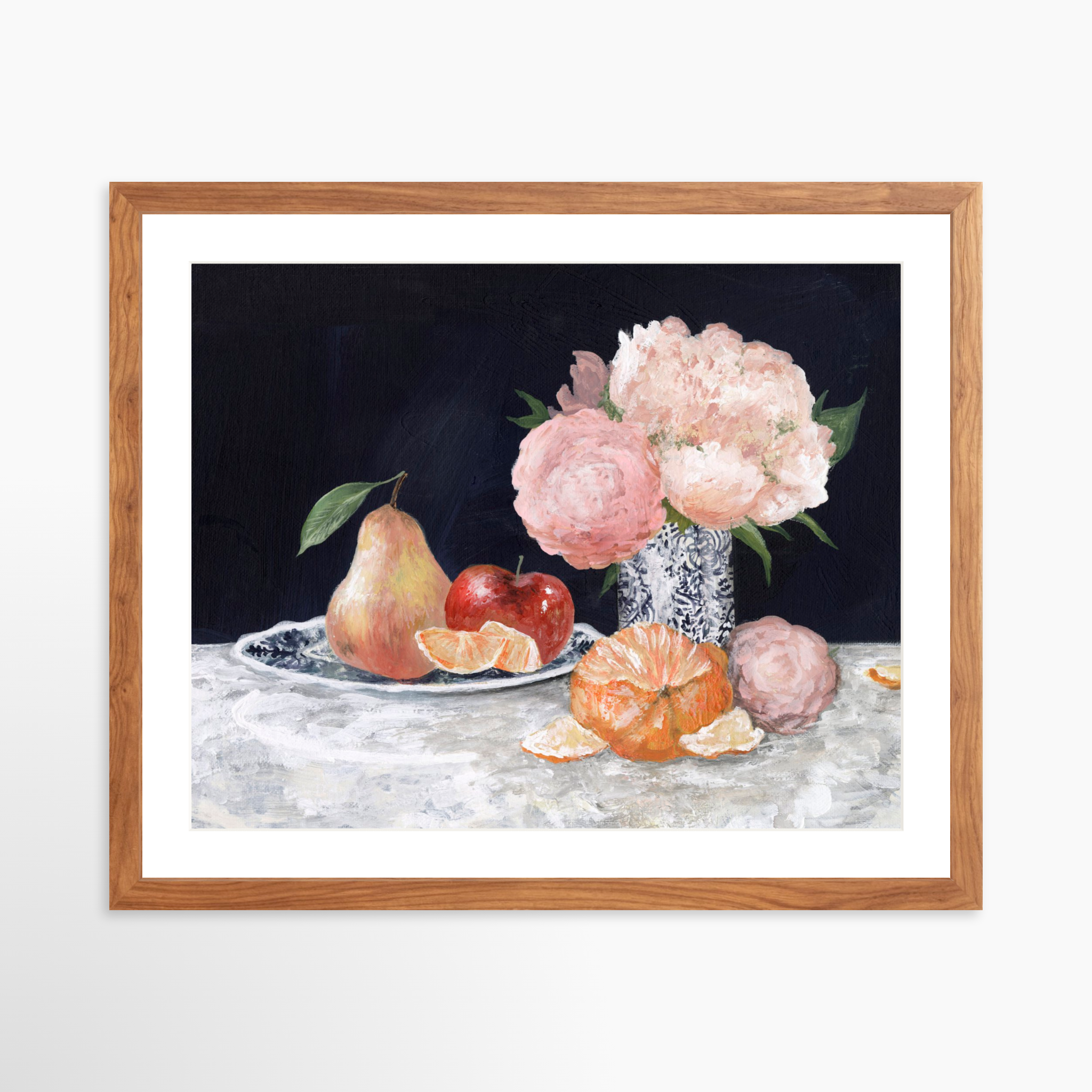 20x16 / Light Walnut Frame + White Mat