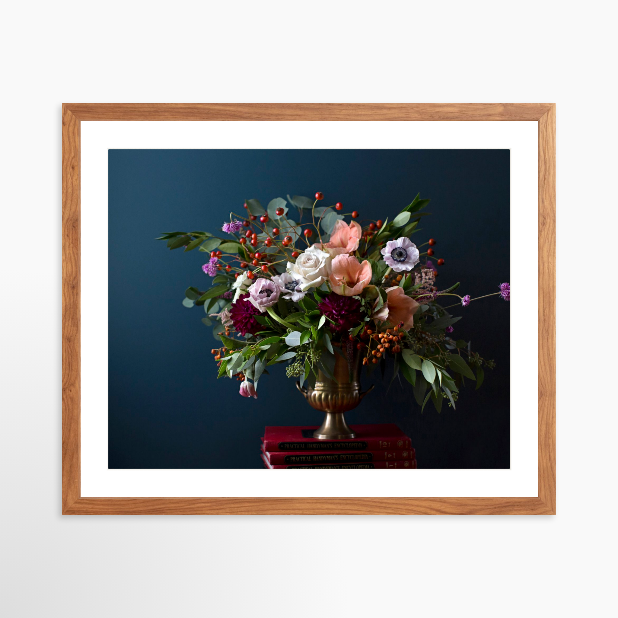 20x16 / Light Walnut Frame + White Mat