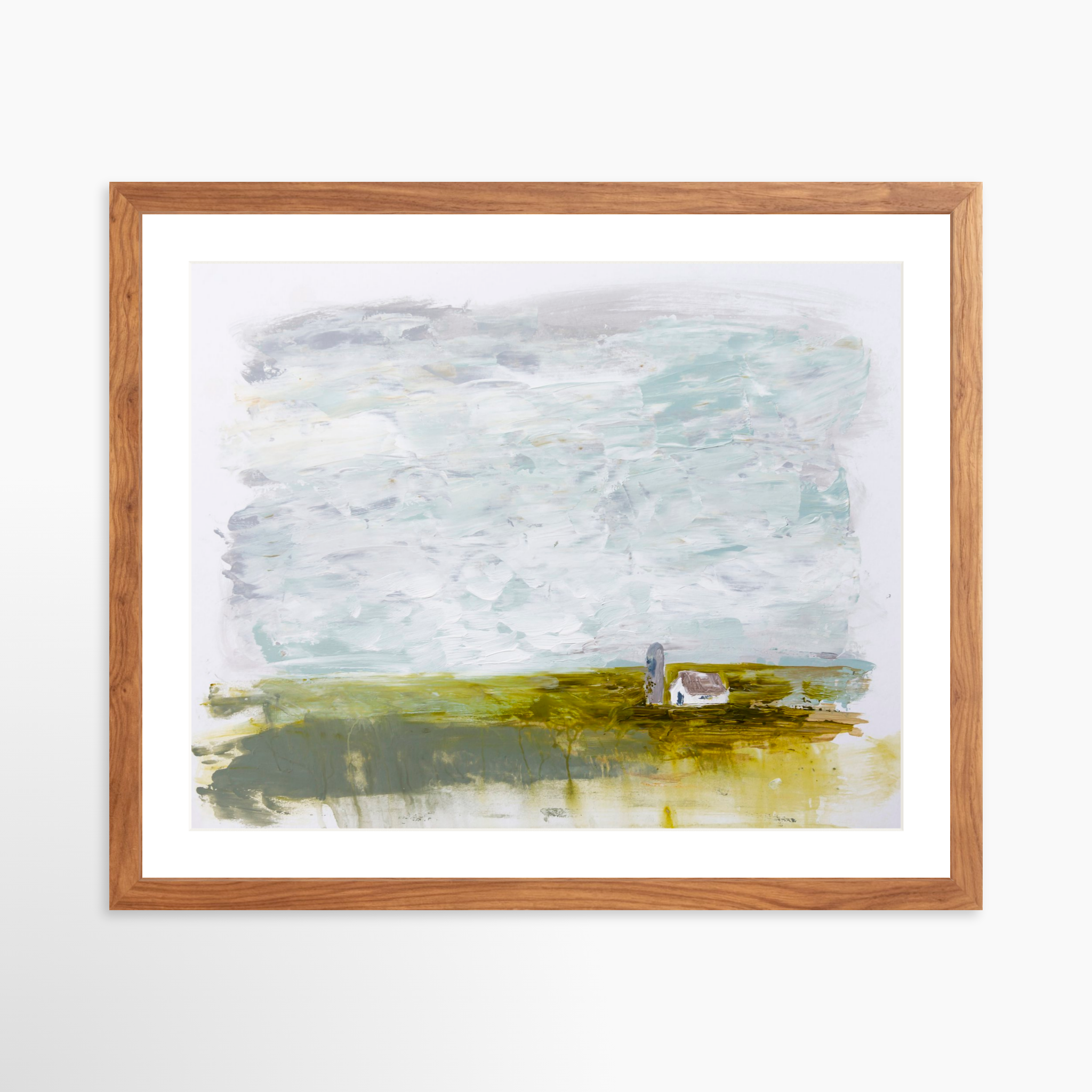 20x16 / Light Walnut Frame + White Mat