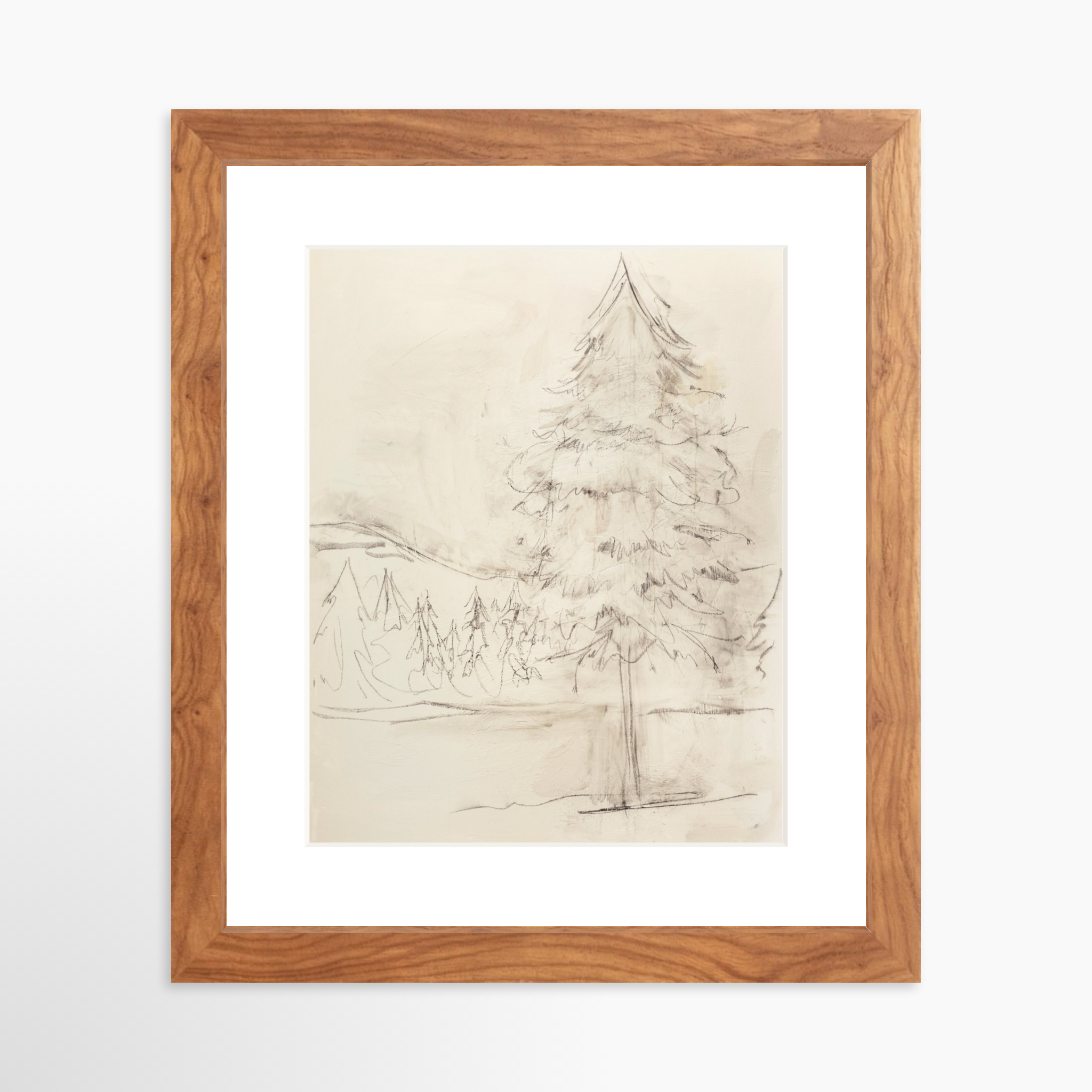 8x10 / Light Walnut Frame + White Mat