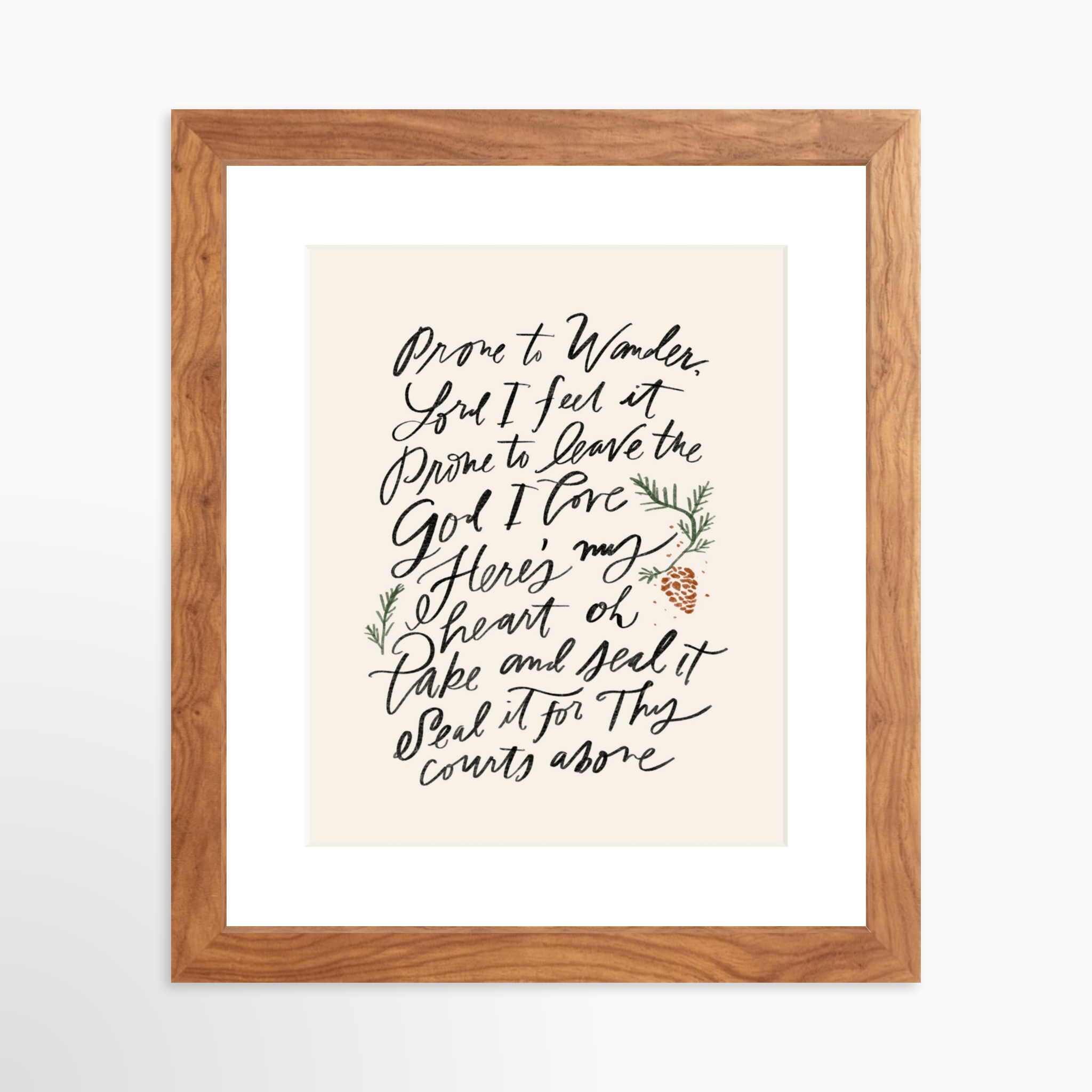 8x10 / Light Walnut Frame + White Mat