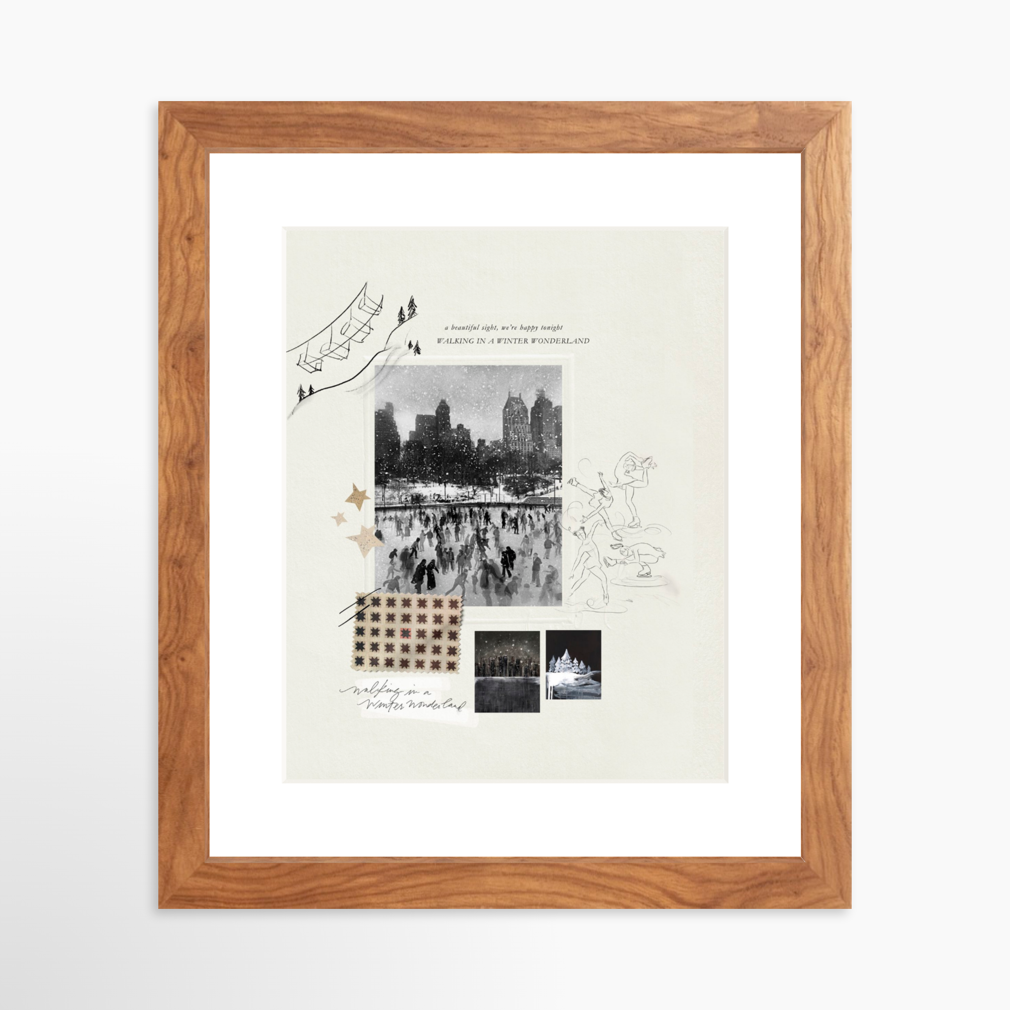 8x10 / Light Walnut Frame + White Mat