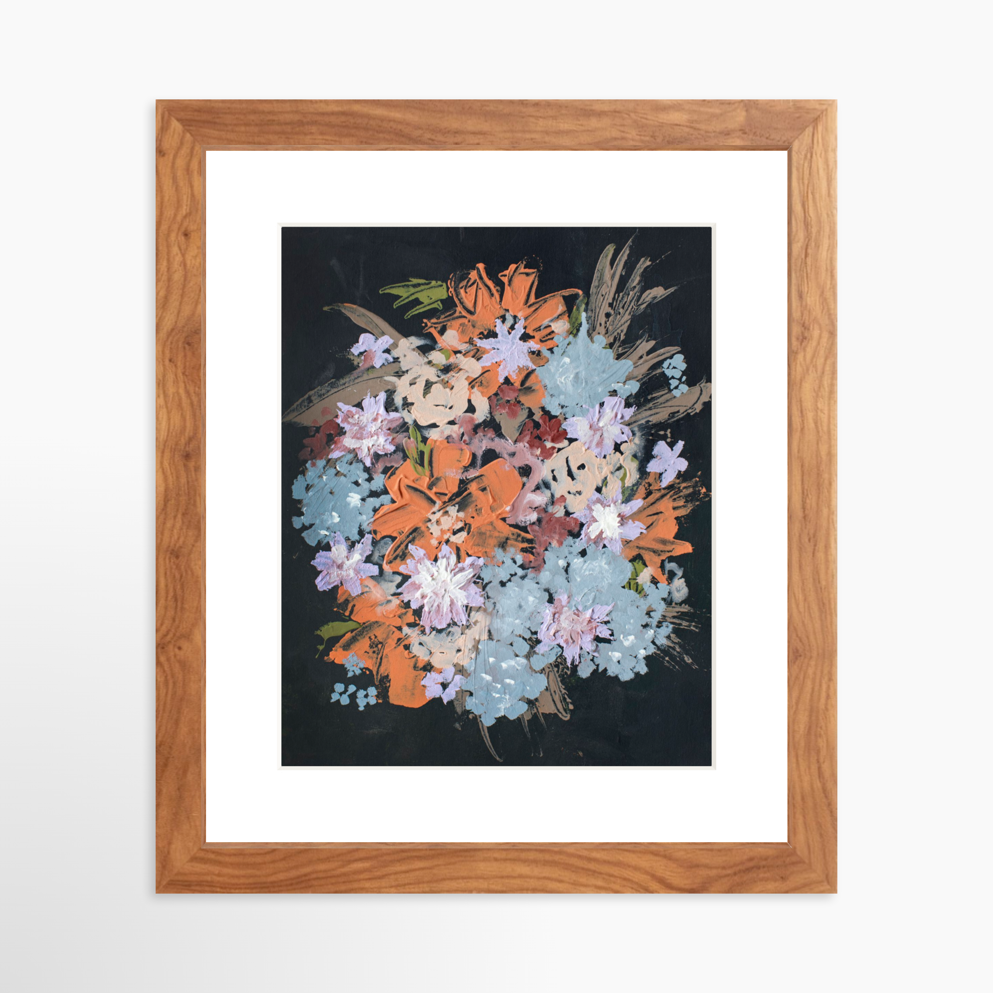 8x10 / Light Walnut Frame + White Mat