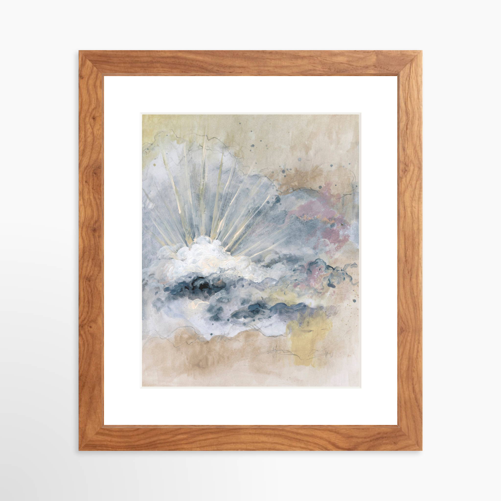 8x10 / Light Walnut Frame + White Mat