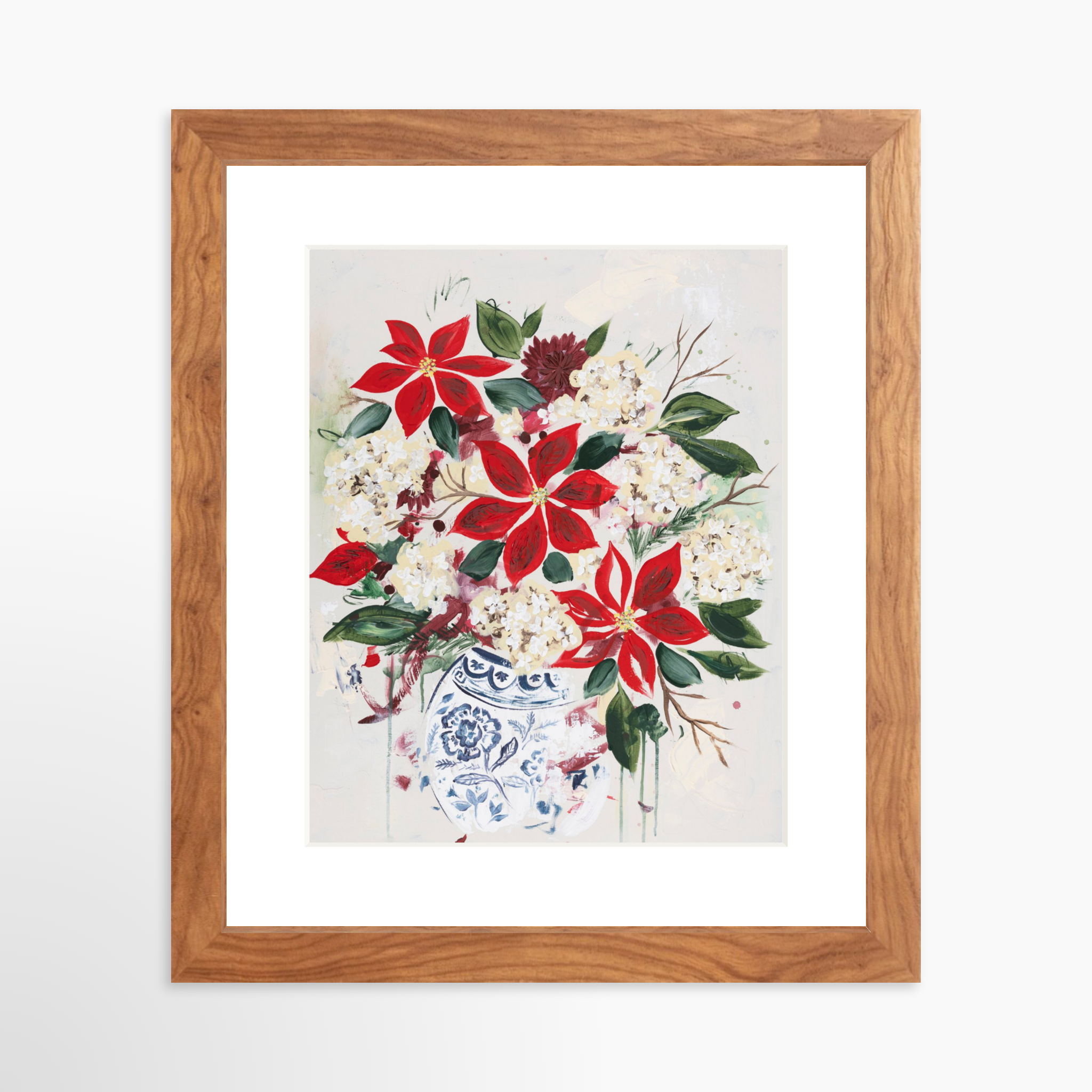 8x10 / Light Walnut Frame + White Mat