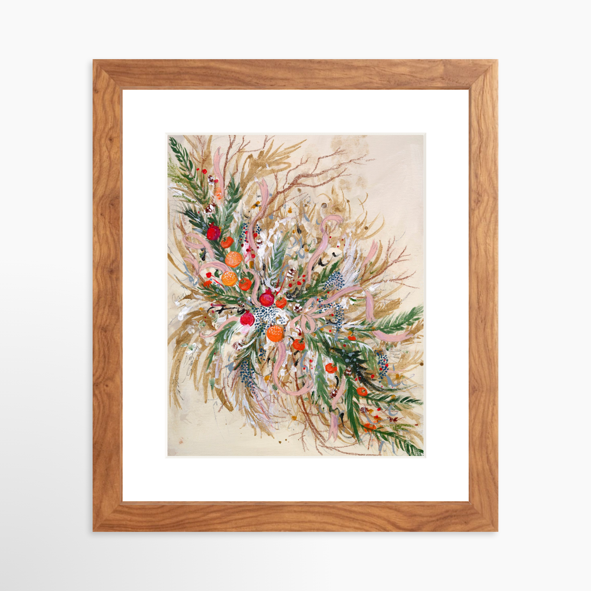 8x10 / Light Walnut Frame + White Mat