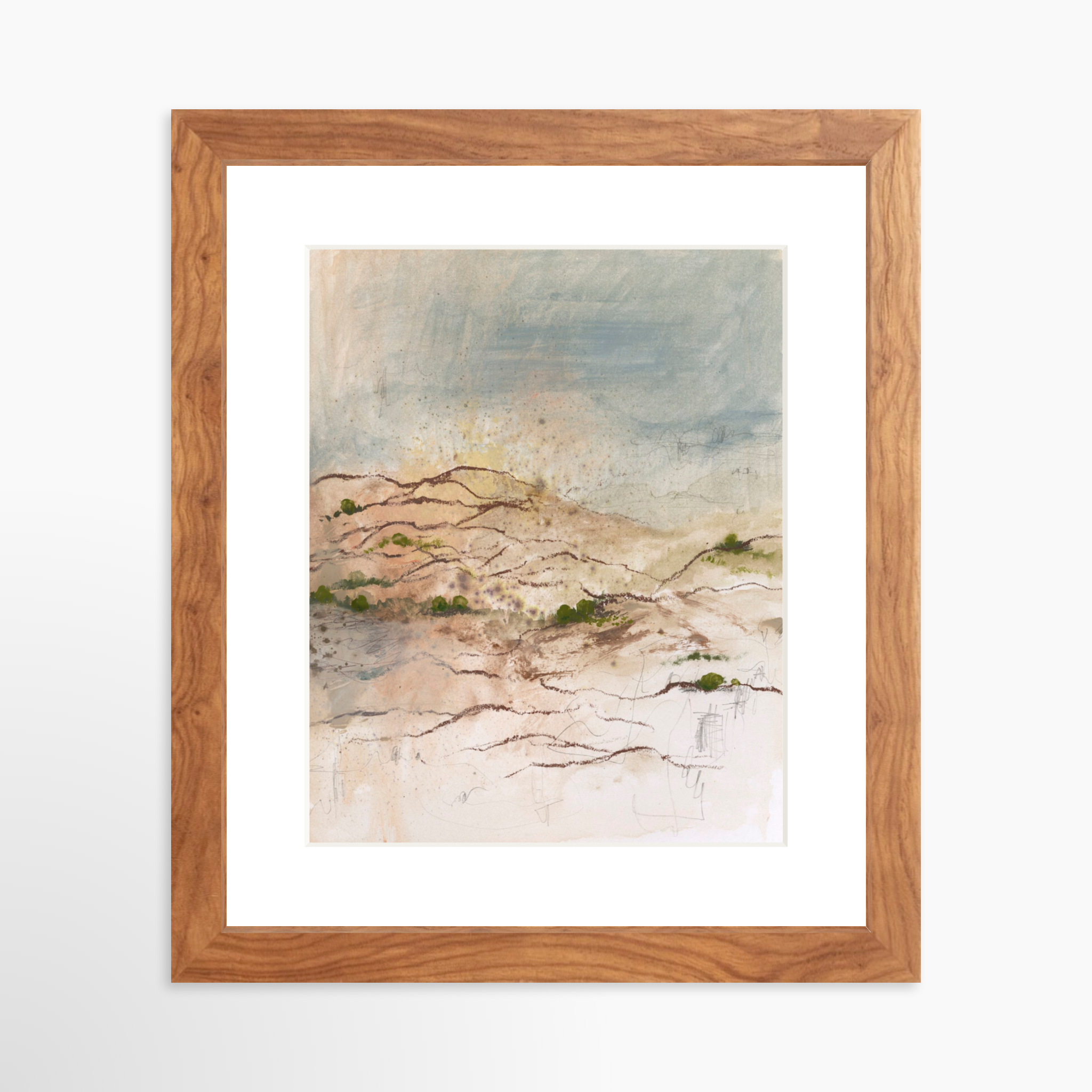 8x10 / Light Walnut Frame + White Mat