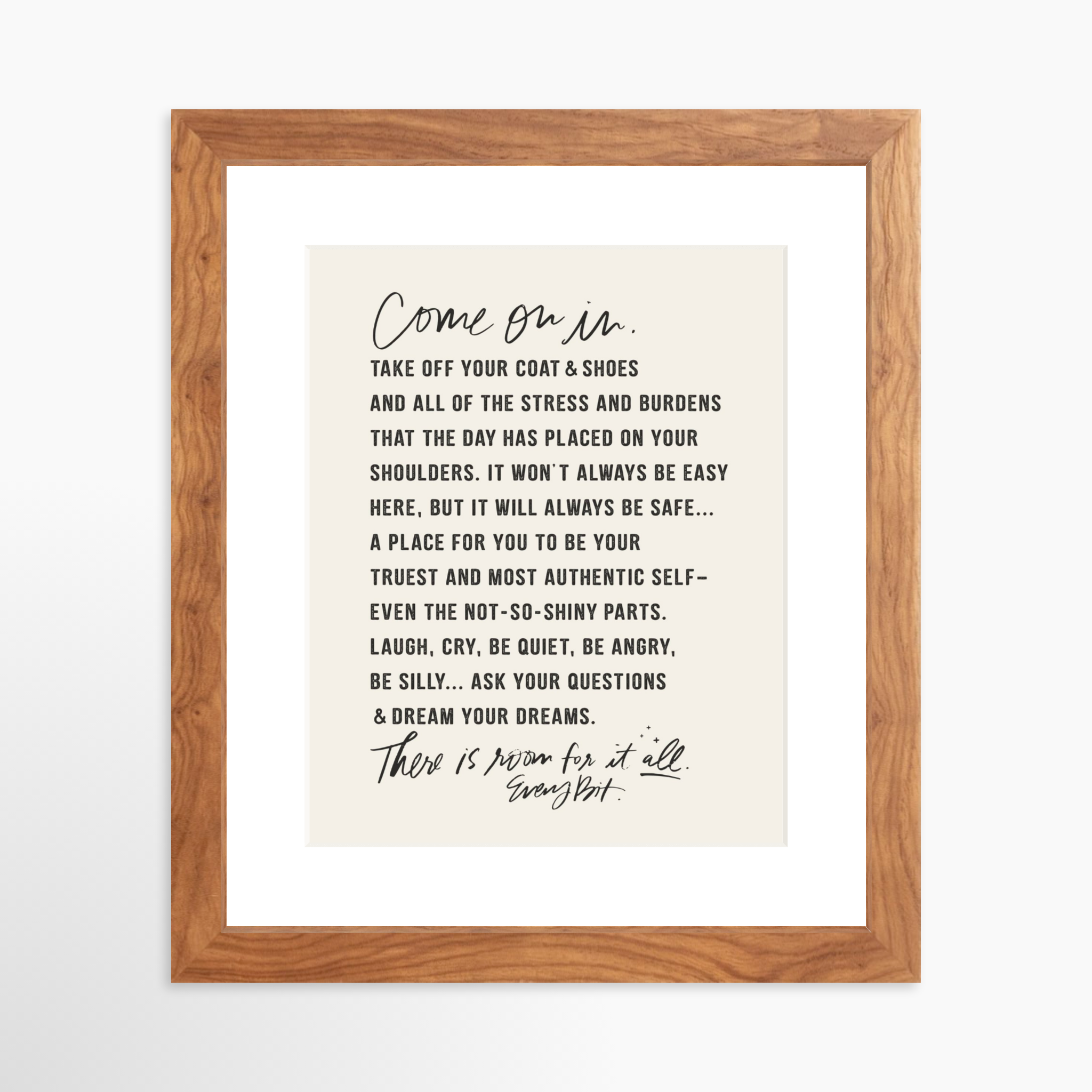 8x10 / Light Walnut Frame + White Mat