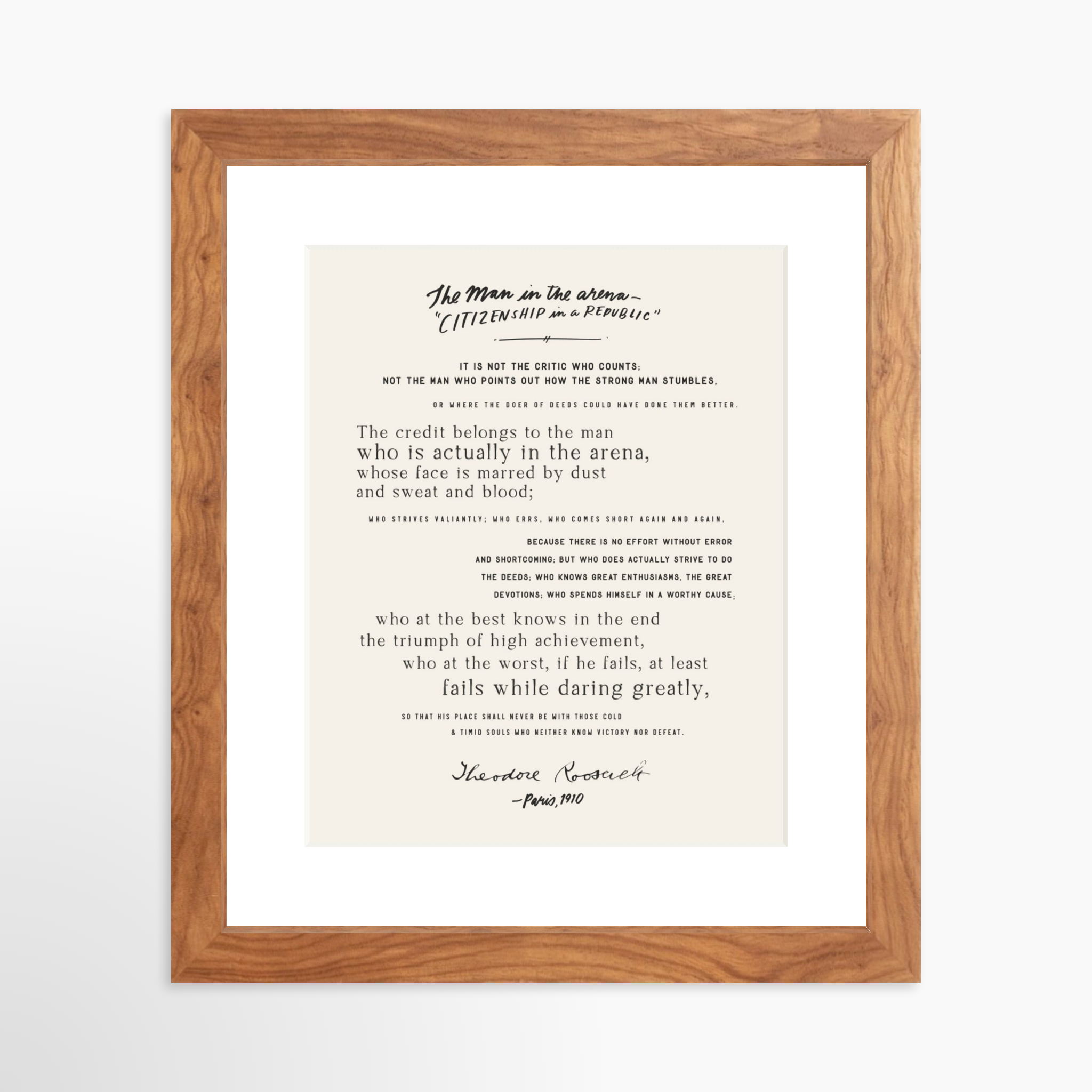8x10 / Light Walnut Frame + White Mat