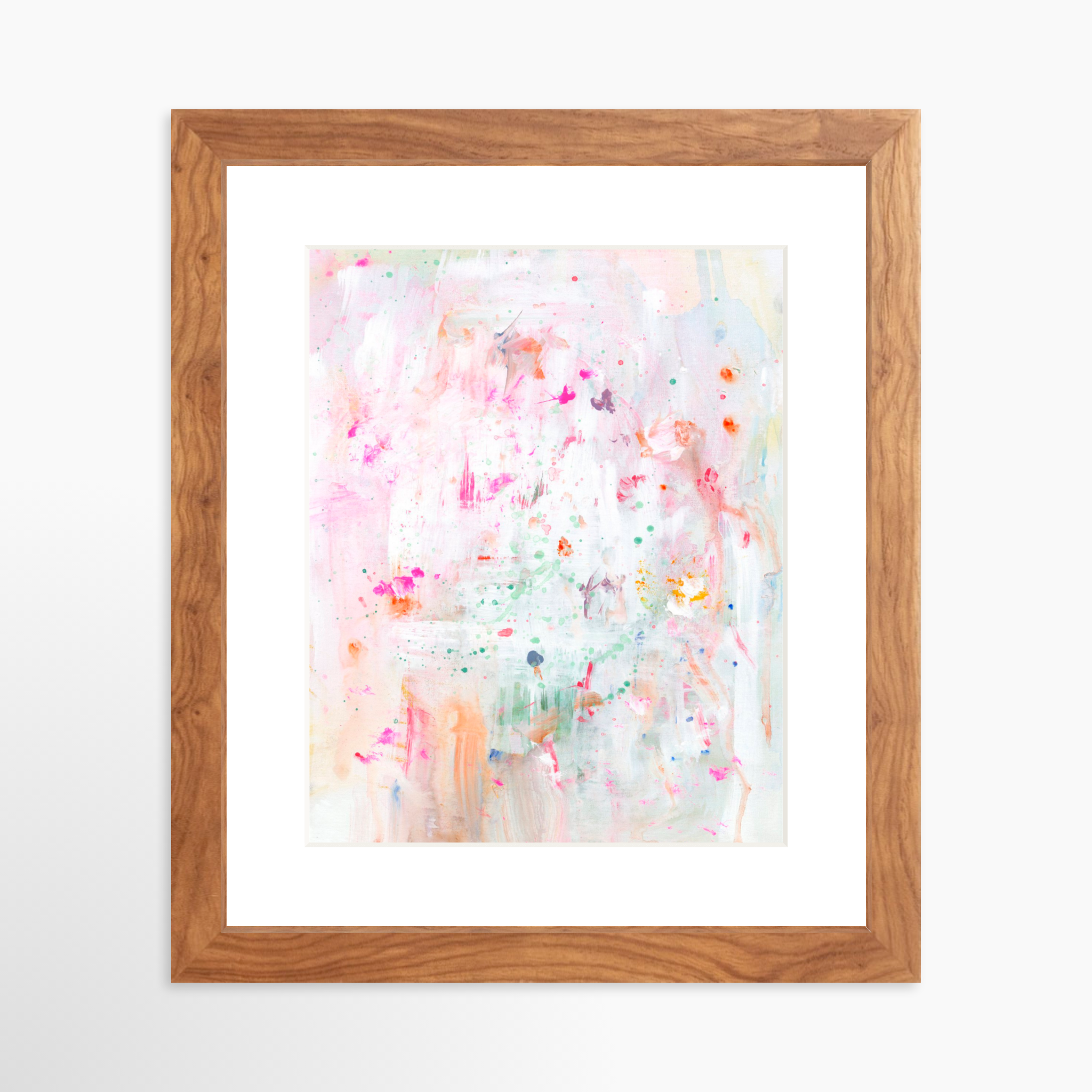 8x10 / Light Walnut Frame + White Mat