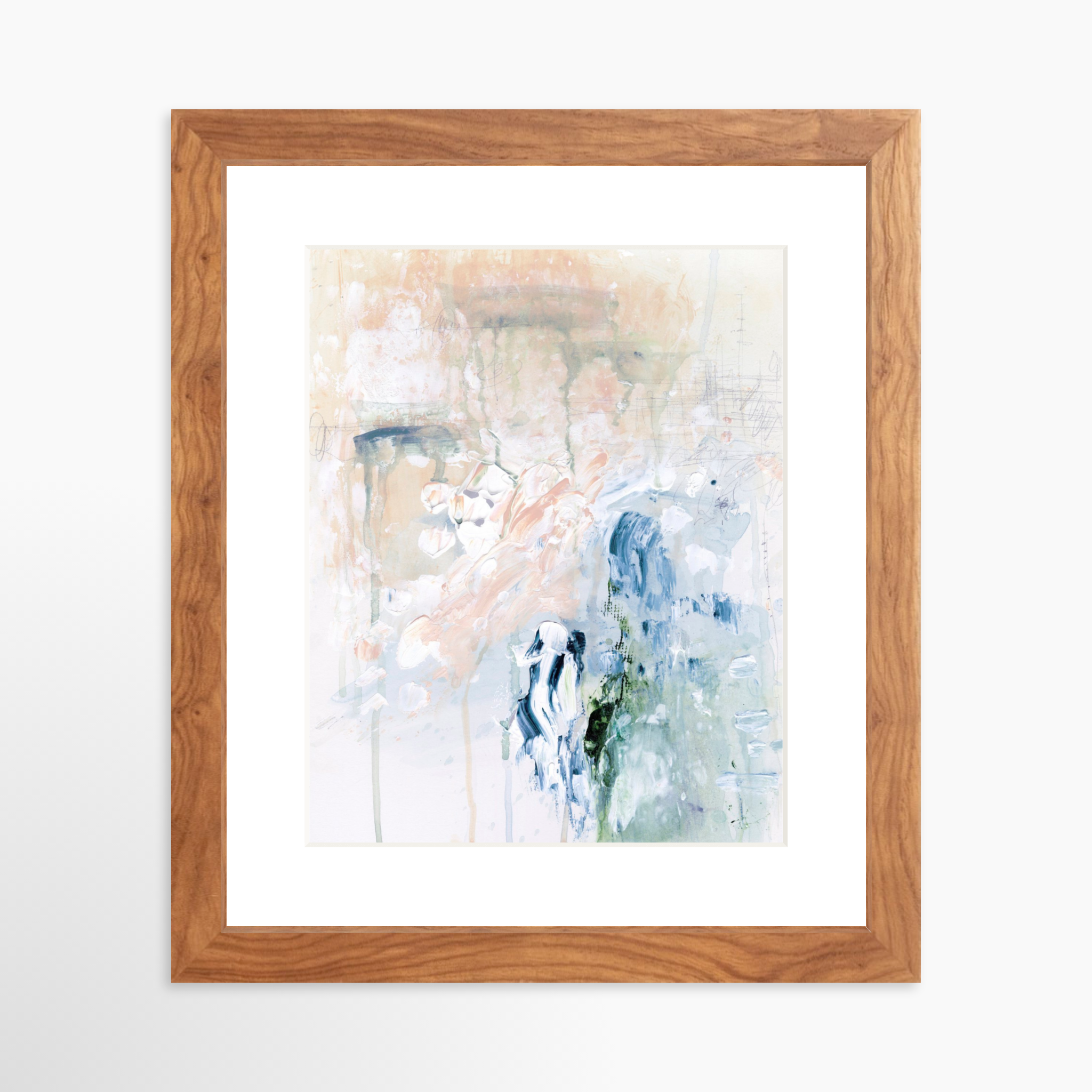 8x10 / Light Walnut Frame + White Mat