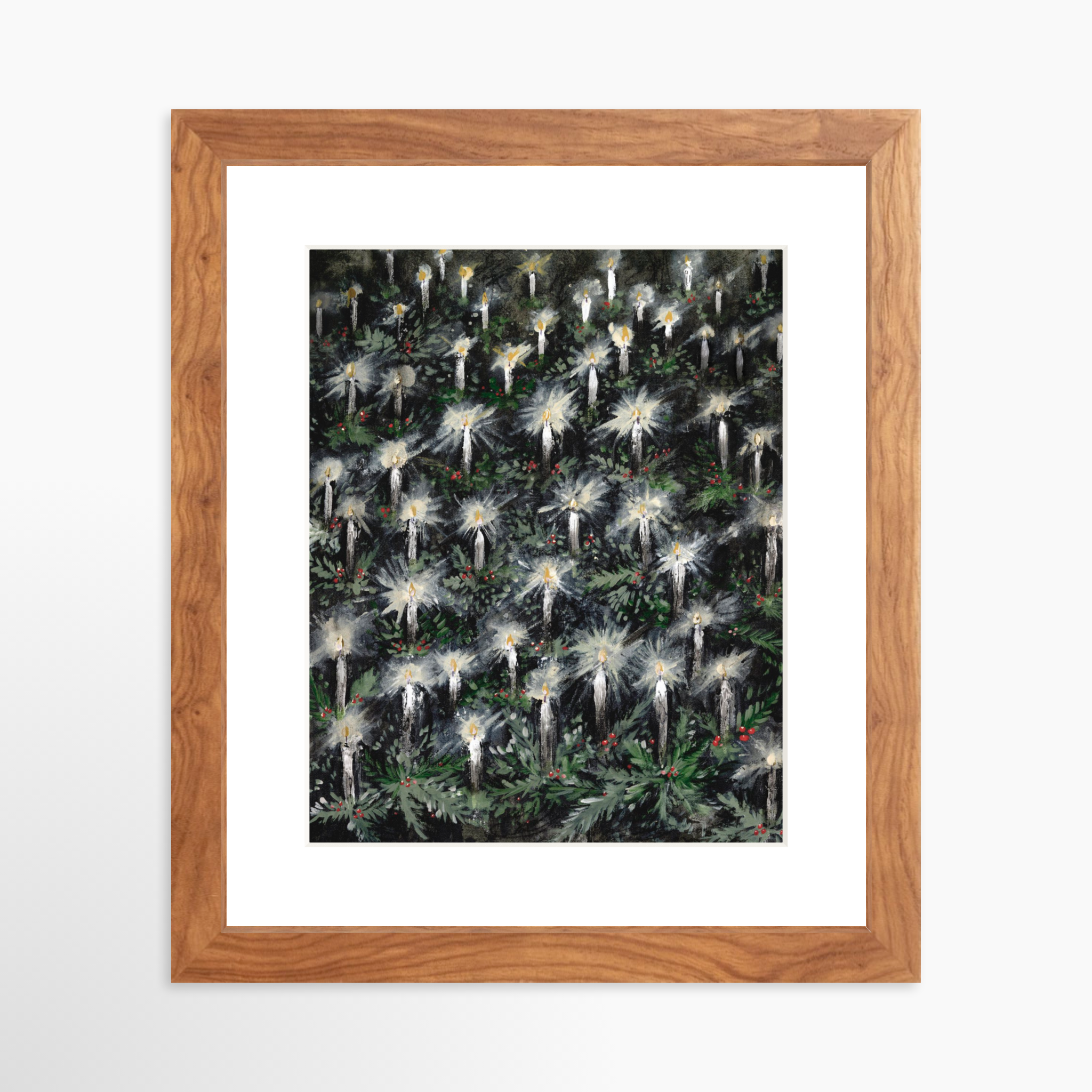 8x10 / Light Walnut Frame + White Mat