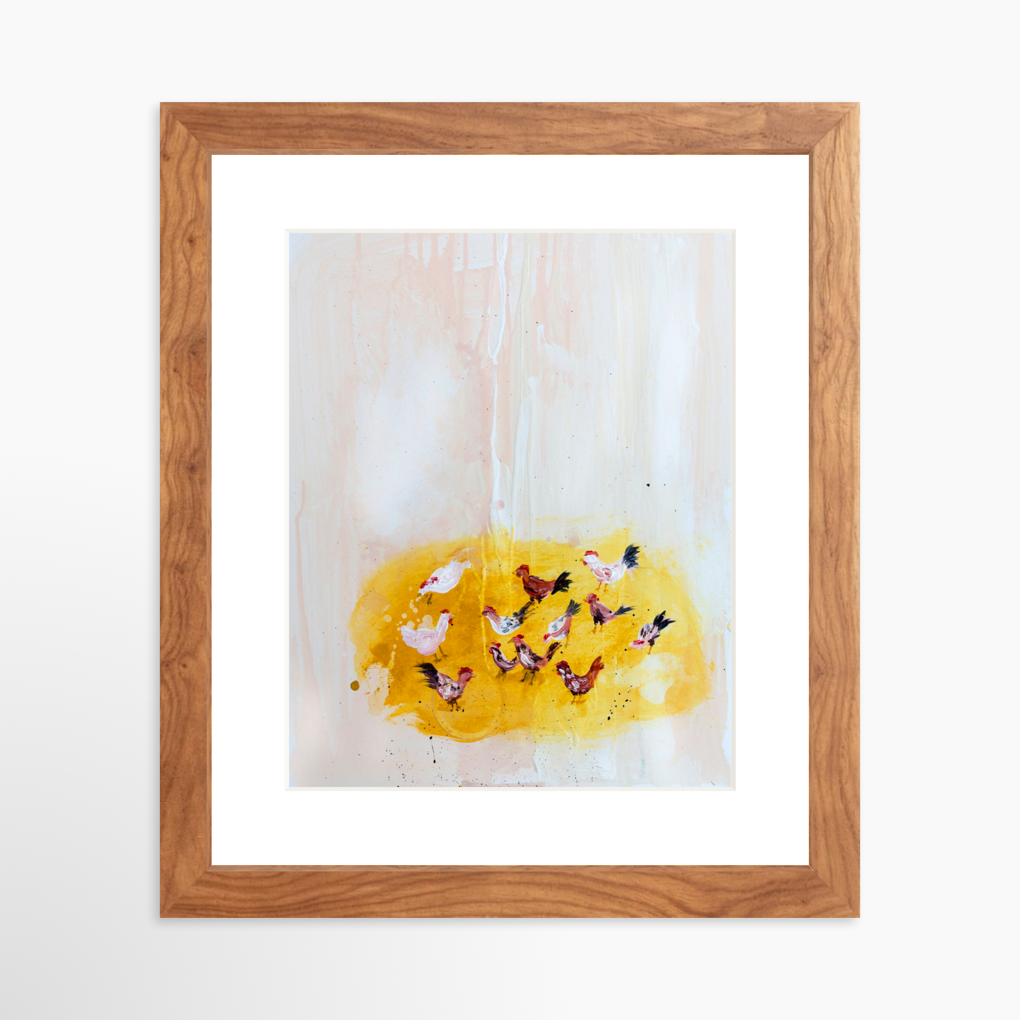 8x10 / Light Walnut Frame + White Mat