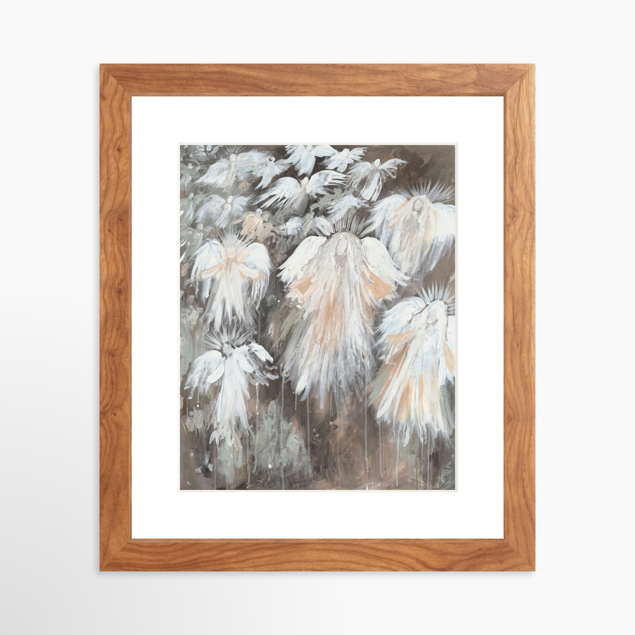 8x10 / Light Walnut Frame + White Mat