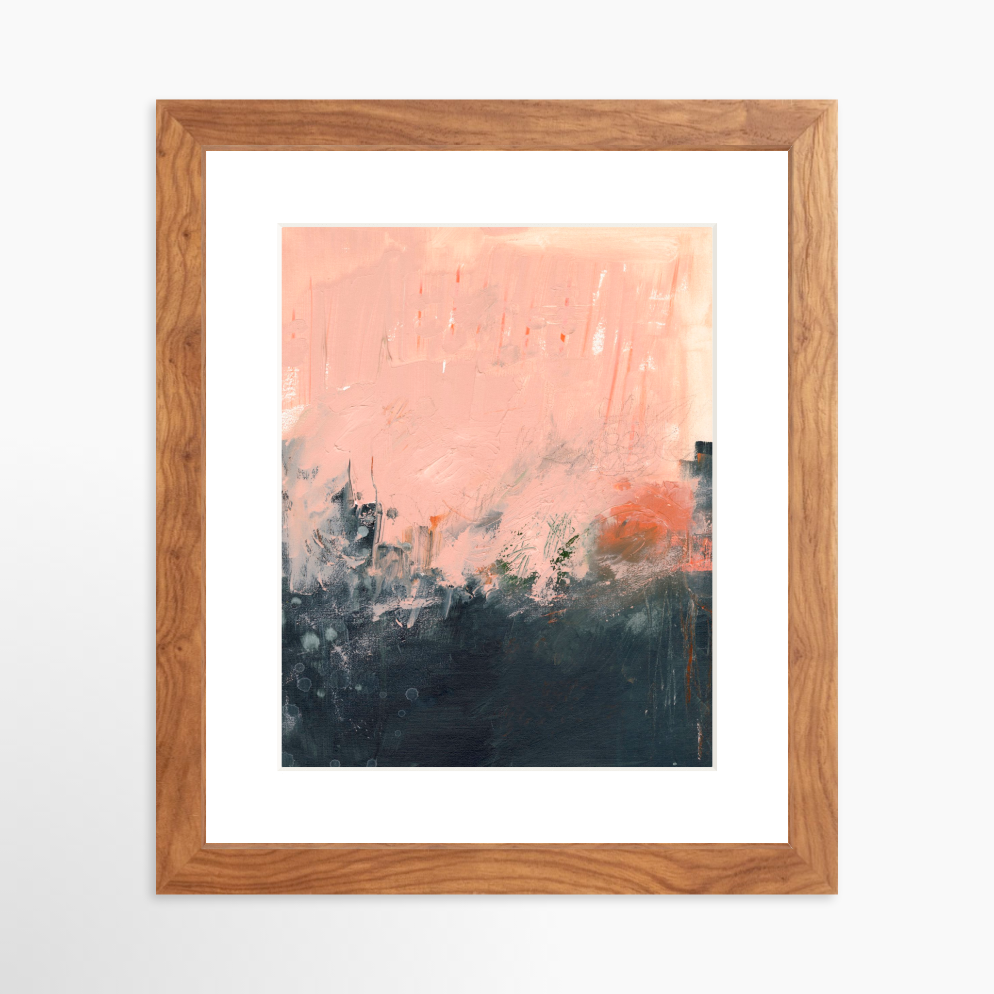 8x10 / Light Walnut Frame + White Mat